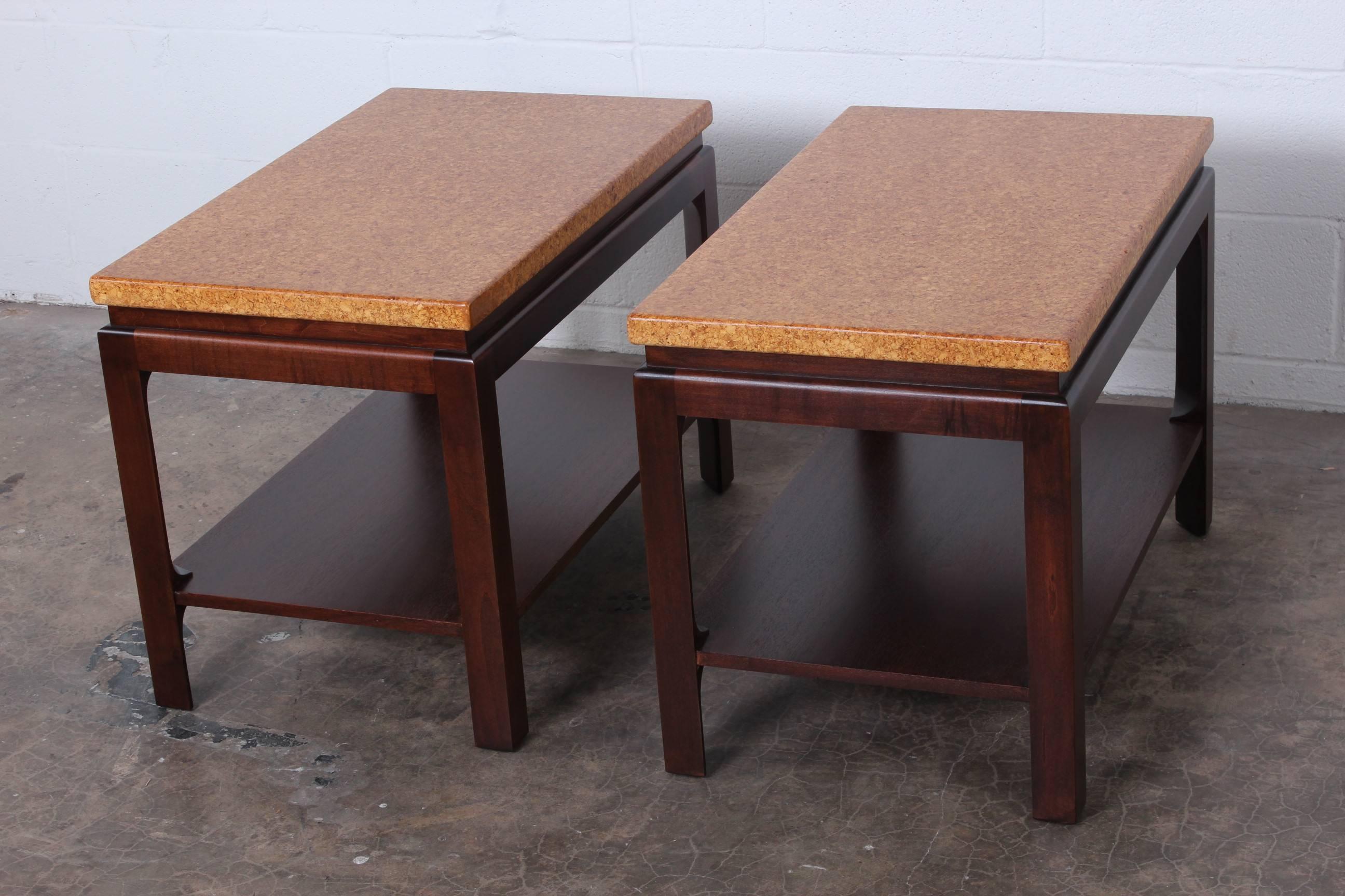 Pair of Cork Top End Tables by Paul Frankl In Excellent Condition In Dallas, TX