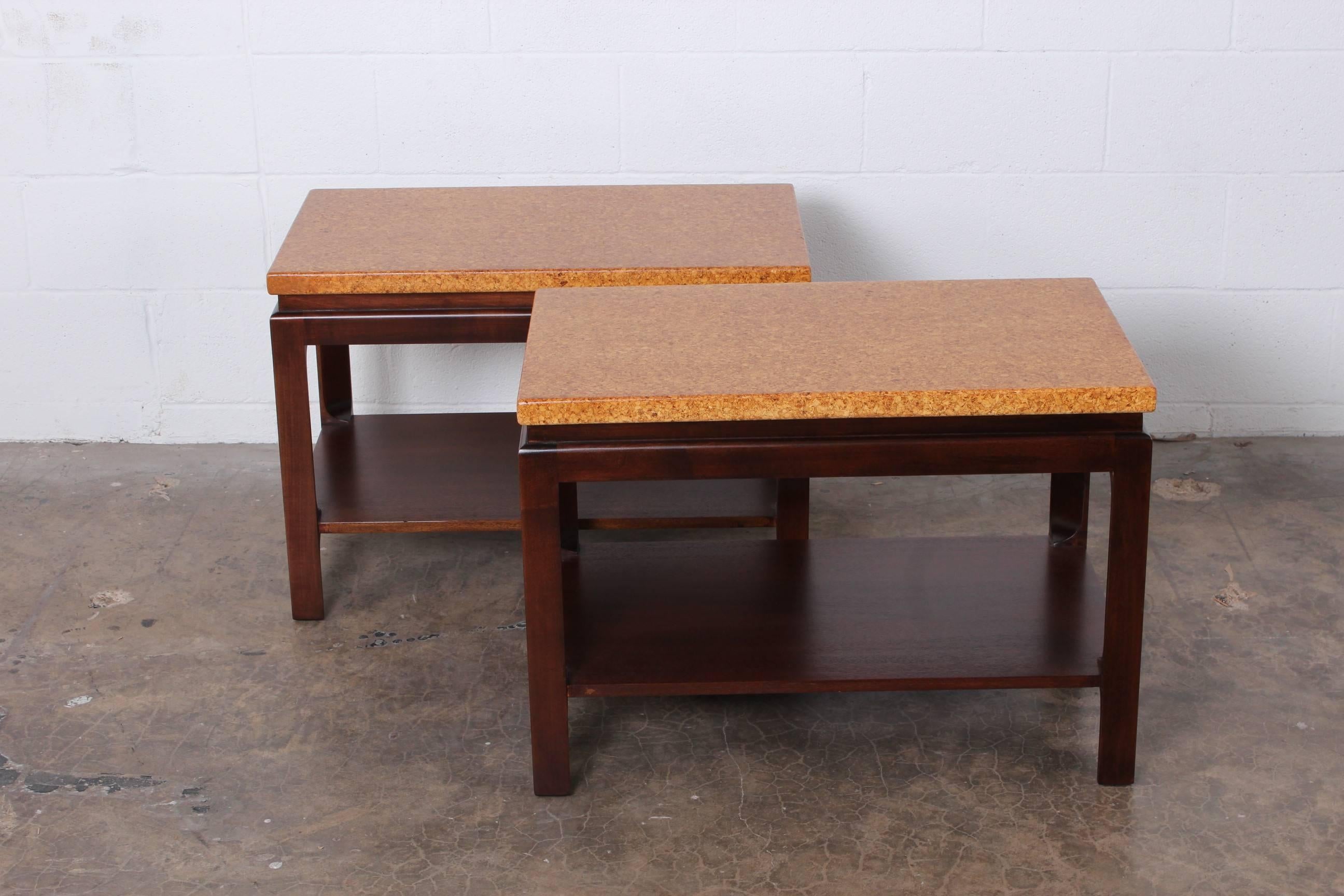 Pair of Cork Top End Tables by Paul Frankl 1