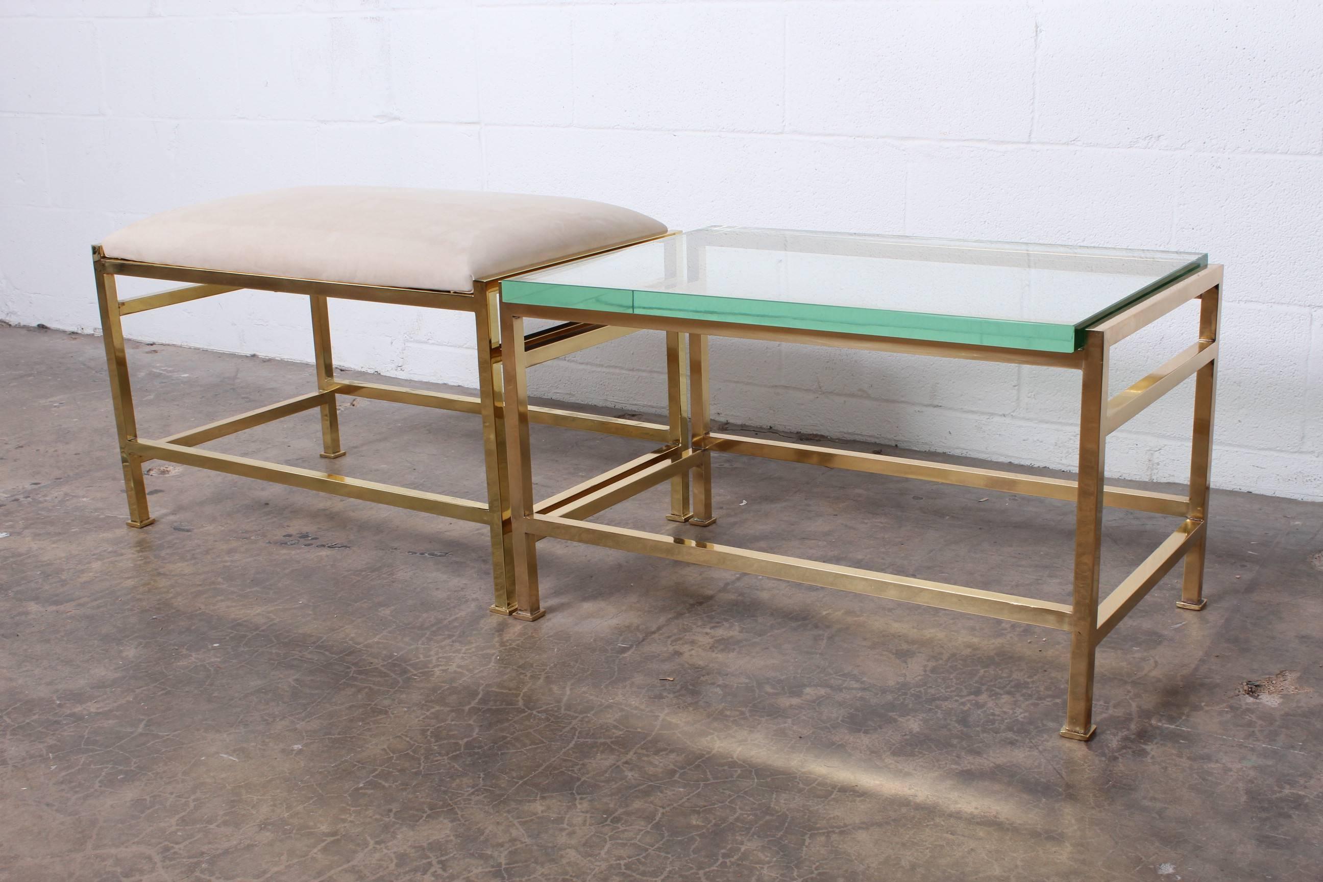 Mid-20th Century Brass Bench and Table by Edward Wormley for Dunbar