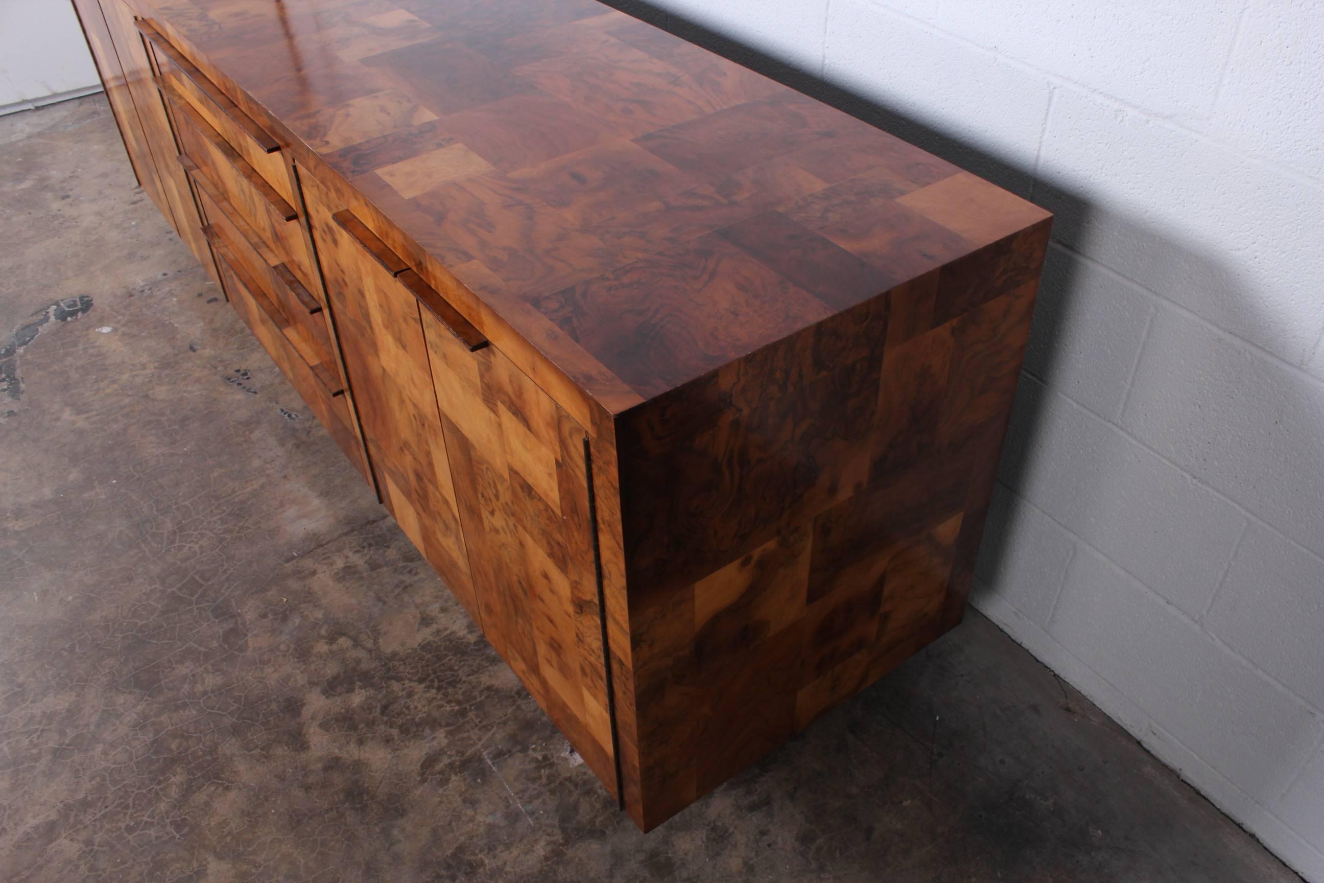 Late 20th Century Patchwork Burl Credenza by Paul Evans