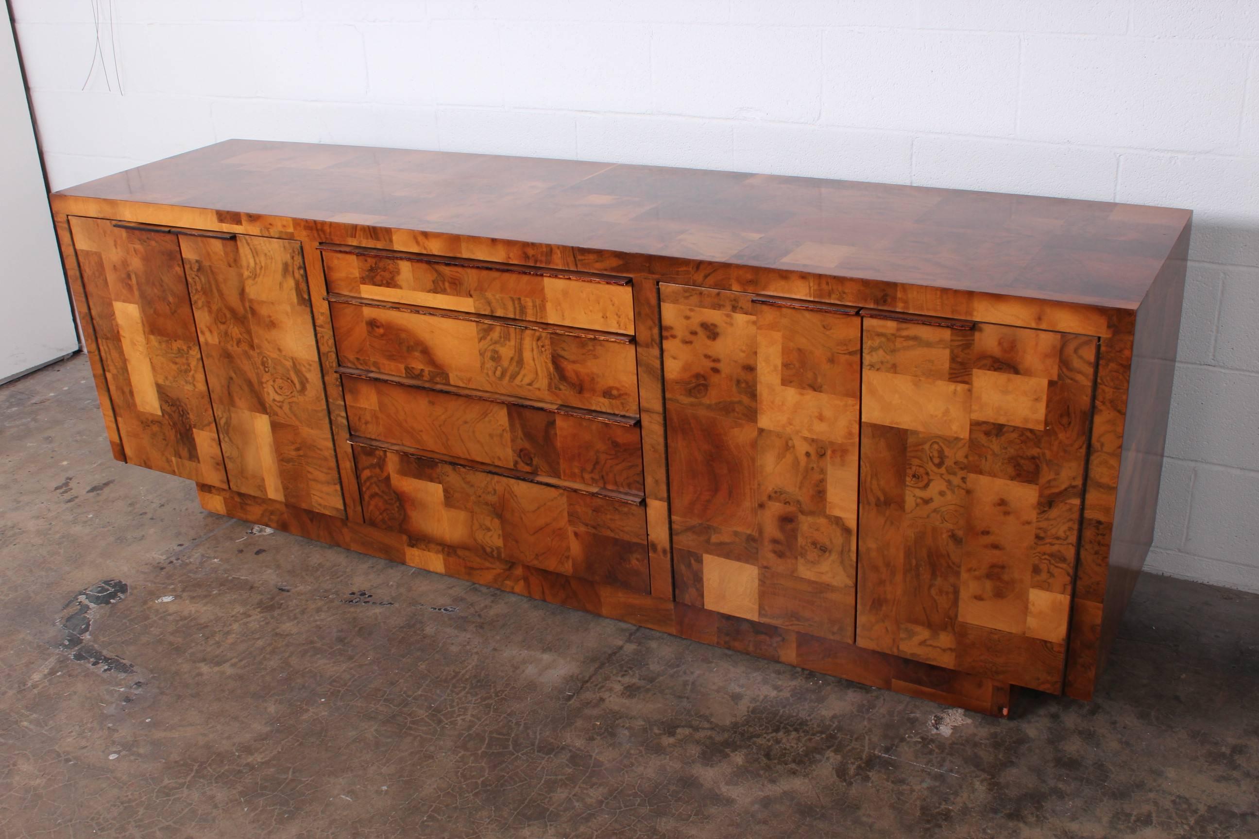 Patchwork Burl Credenza by Paul Evans 1