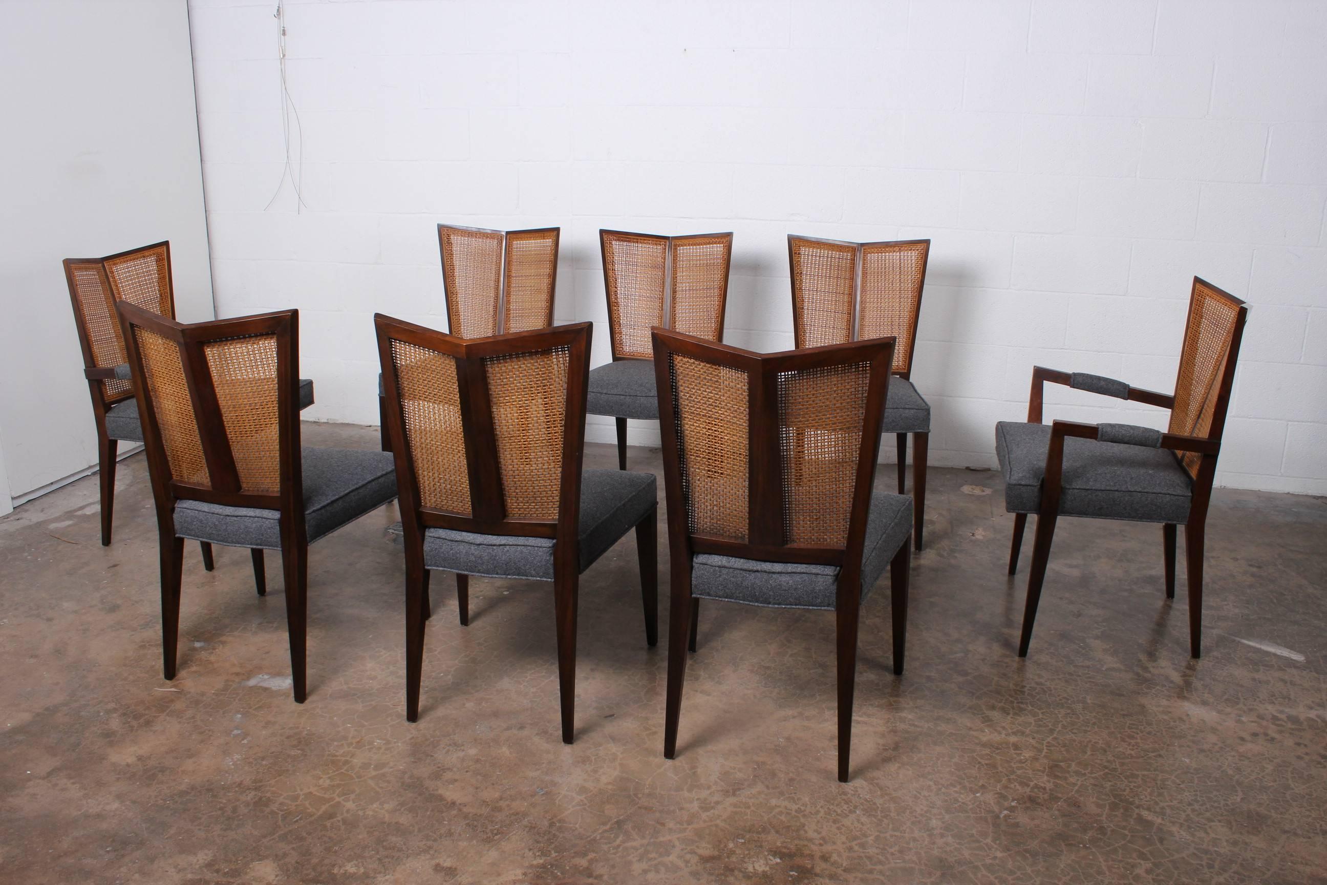 Eight V-Back Dining Chairs by Baker 1
