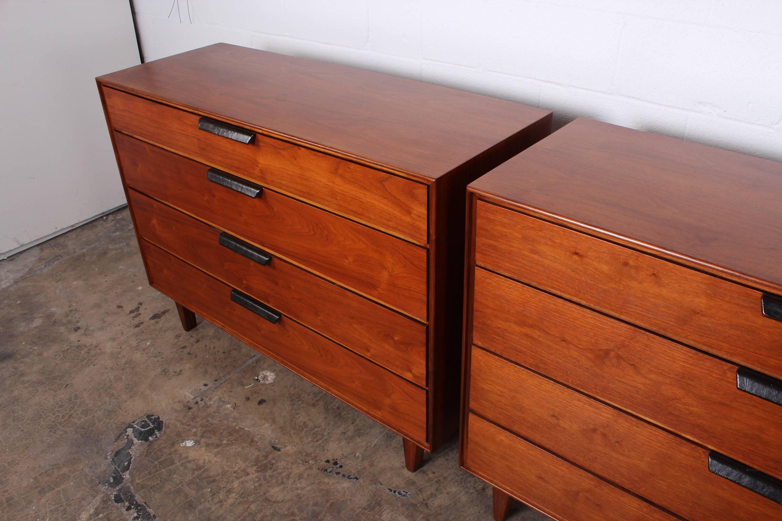 Mid-20th Century Pair of Dressers with Leather Handles by Edward Wormley for Dunbar