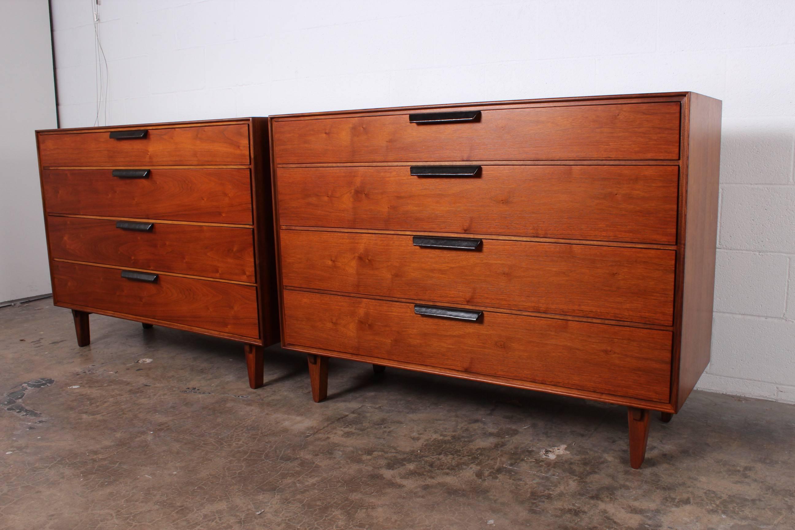 Pair of Dressers with Leather Handles by Edward Wormley for Dunbar 4