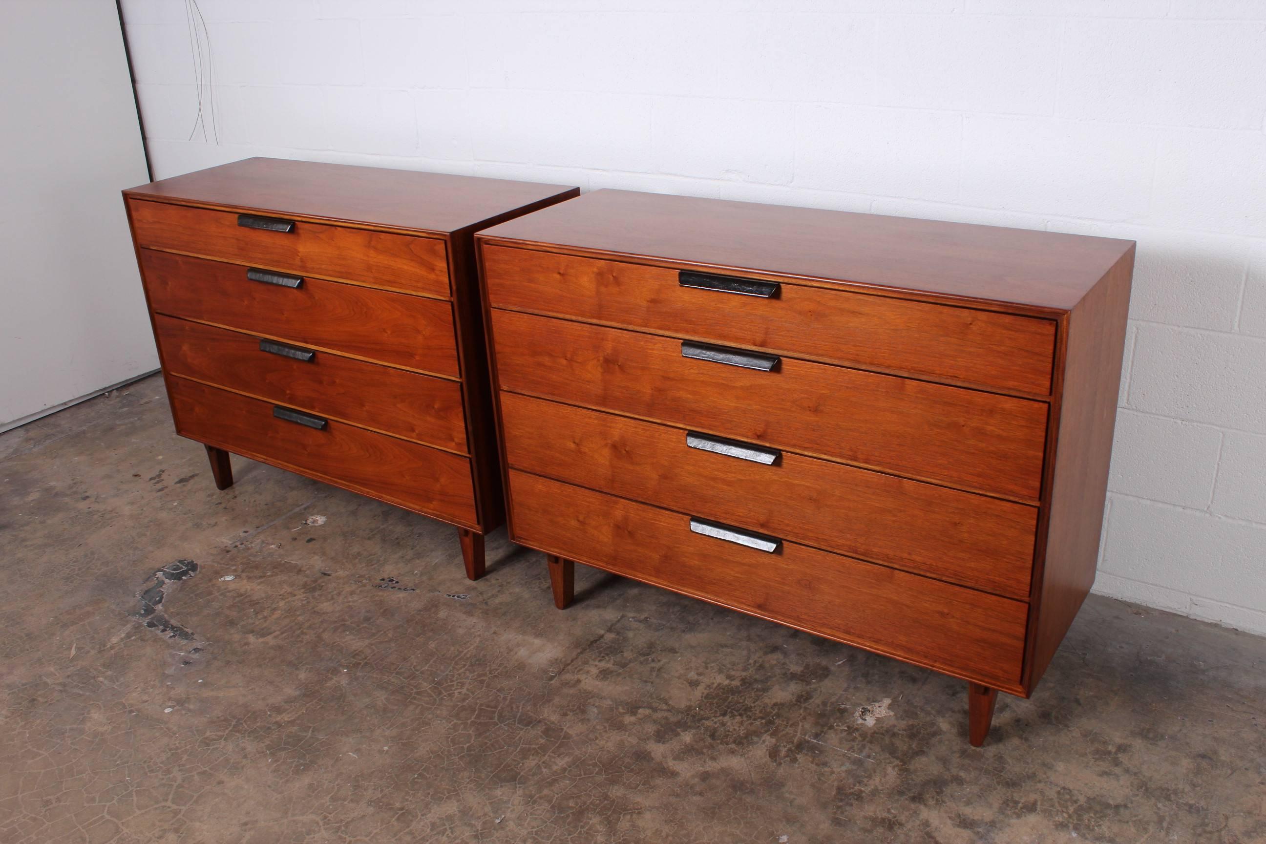 Pair of Dressers with Leather Handles by Edward Wormley for Dunbar 5