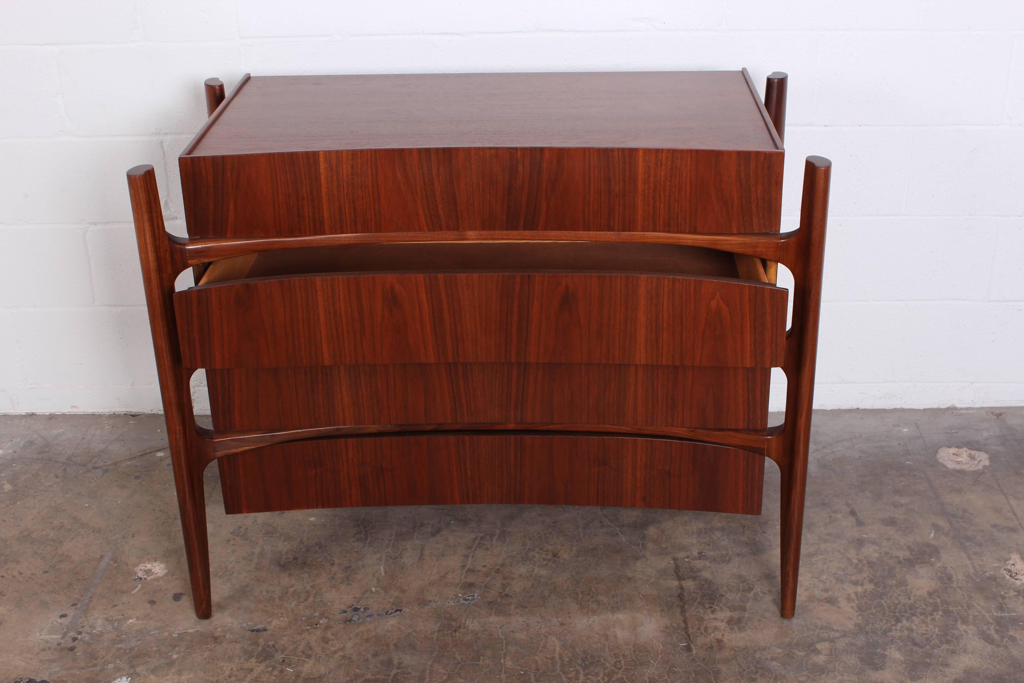 Walnut Curved Front Dresser Designed by William Hinn 4