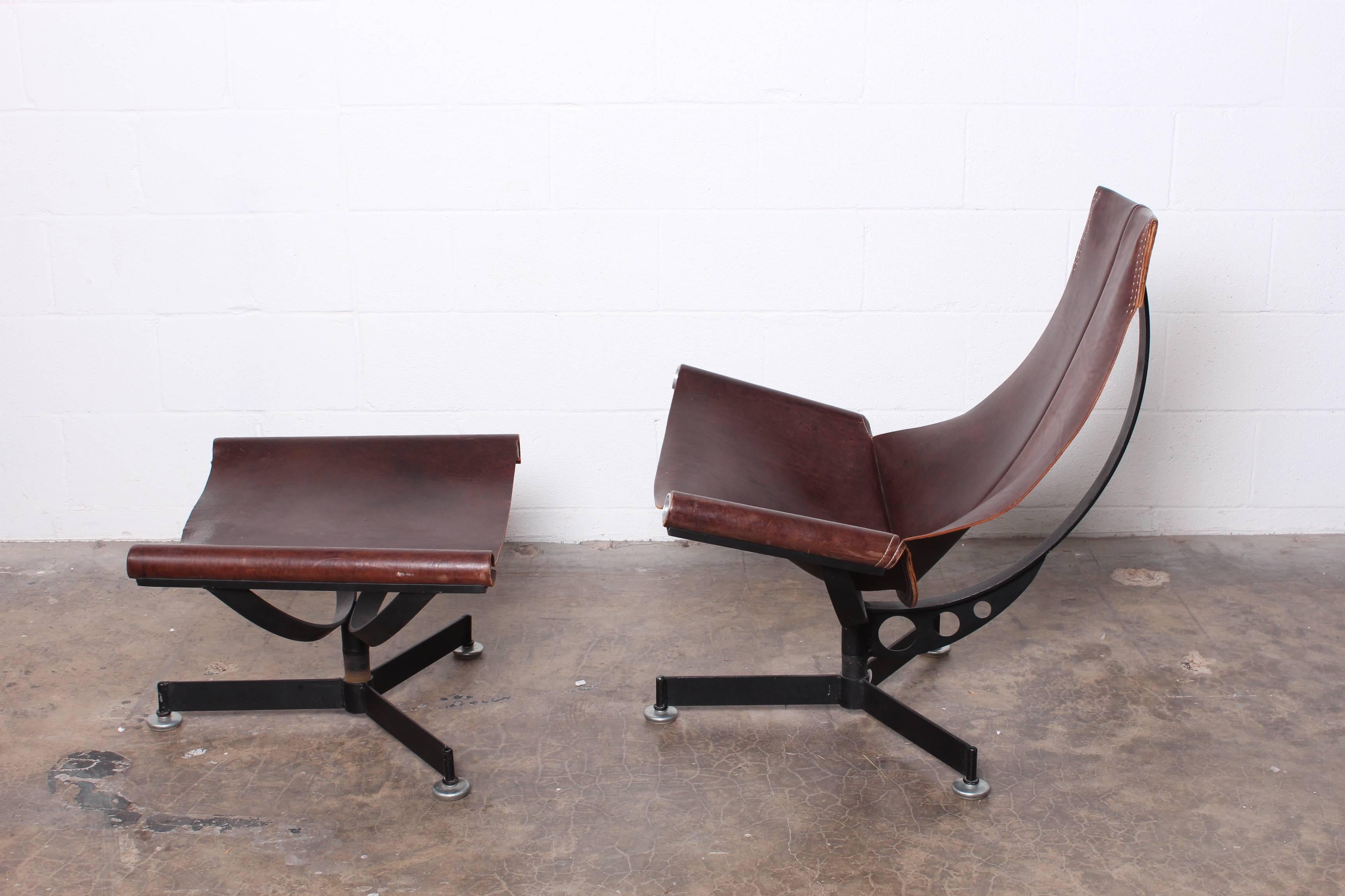 Mid-20th Century Leather Lounge Chair and Ottoman by Max Gottschalk