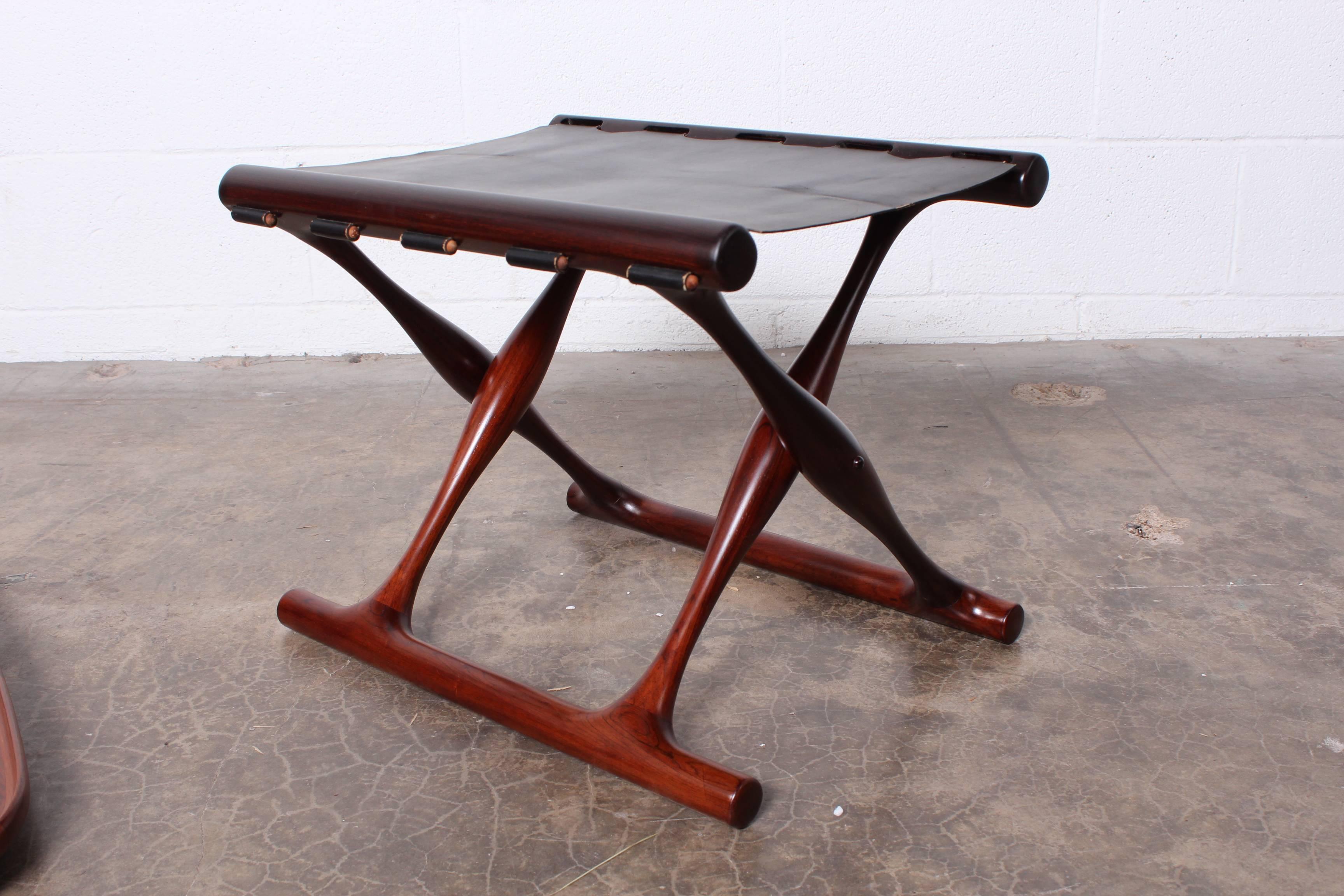 Mid-20th Century Poul Hundevad Rosewood Guldhoj Stool / Table