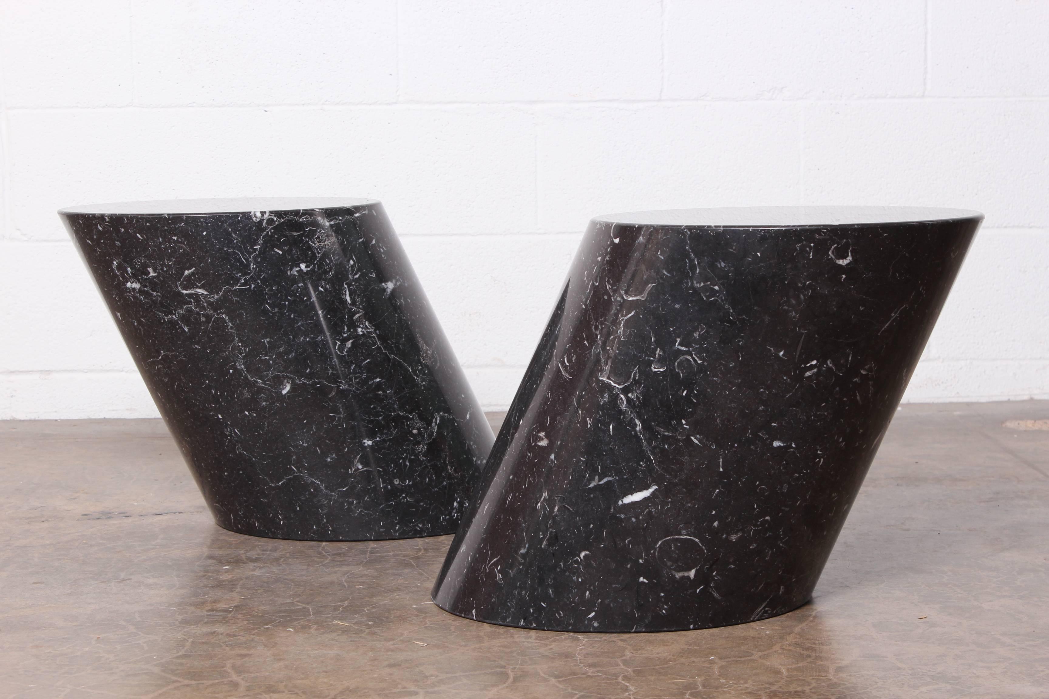 Pair of Marble Stump Tables by Lucia Mercer for Knoll 1