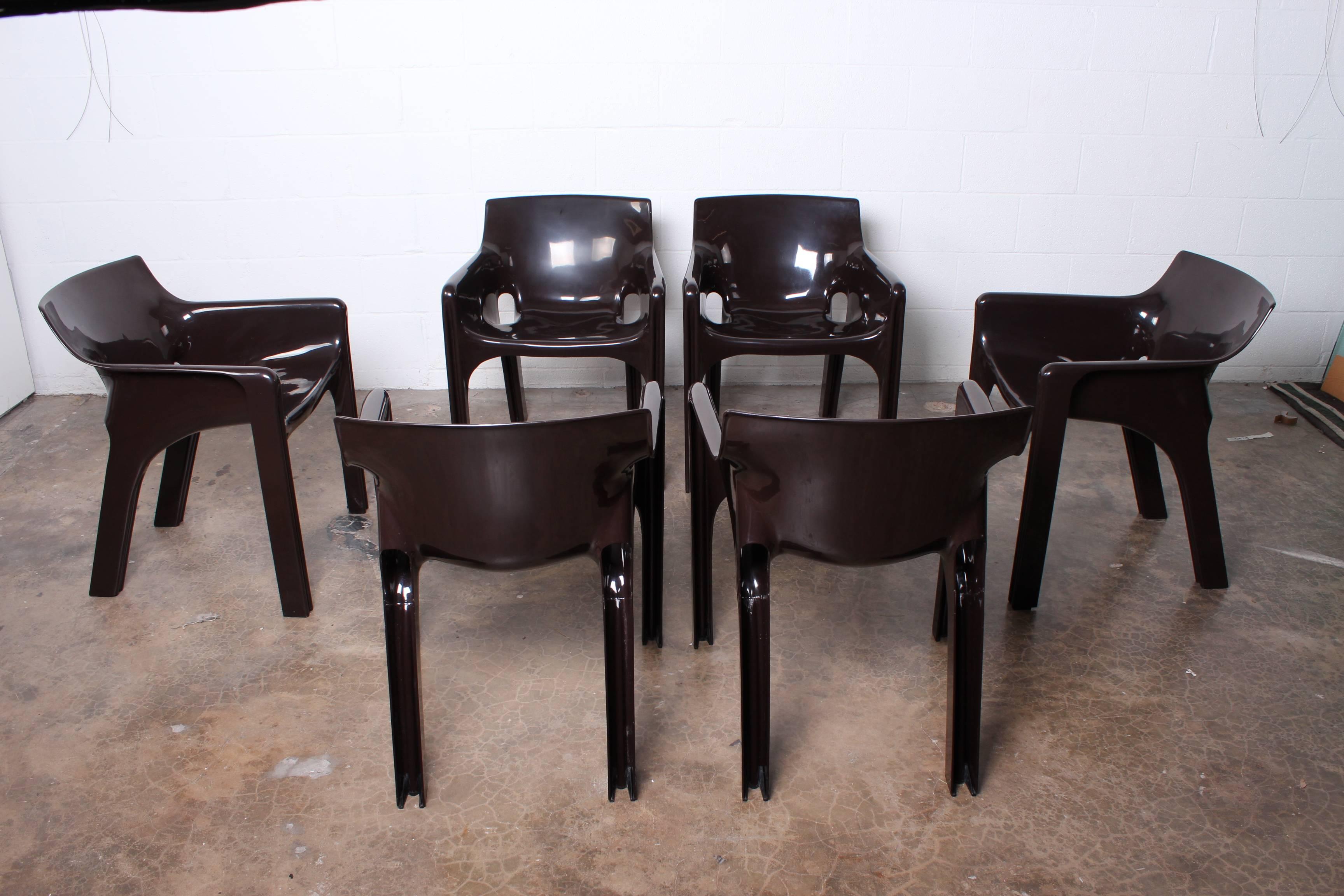 Late 20th Century Set of Six Gaudi Dining Chairs by Vico Magistretti