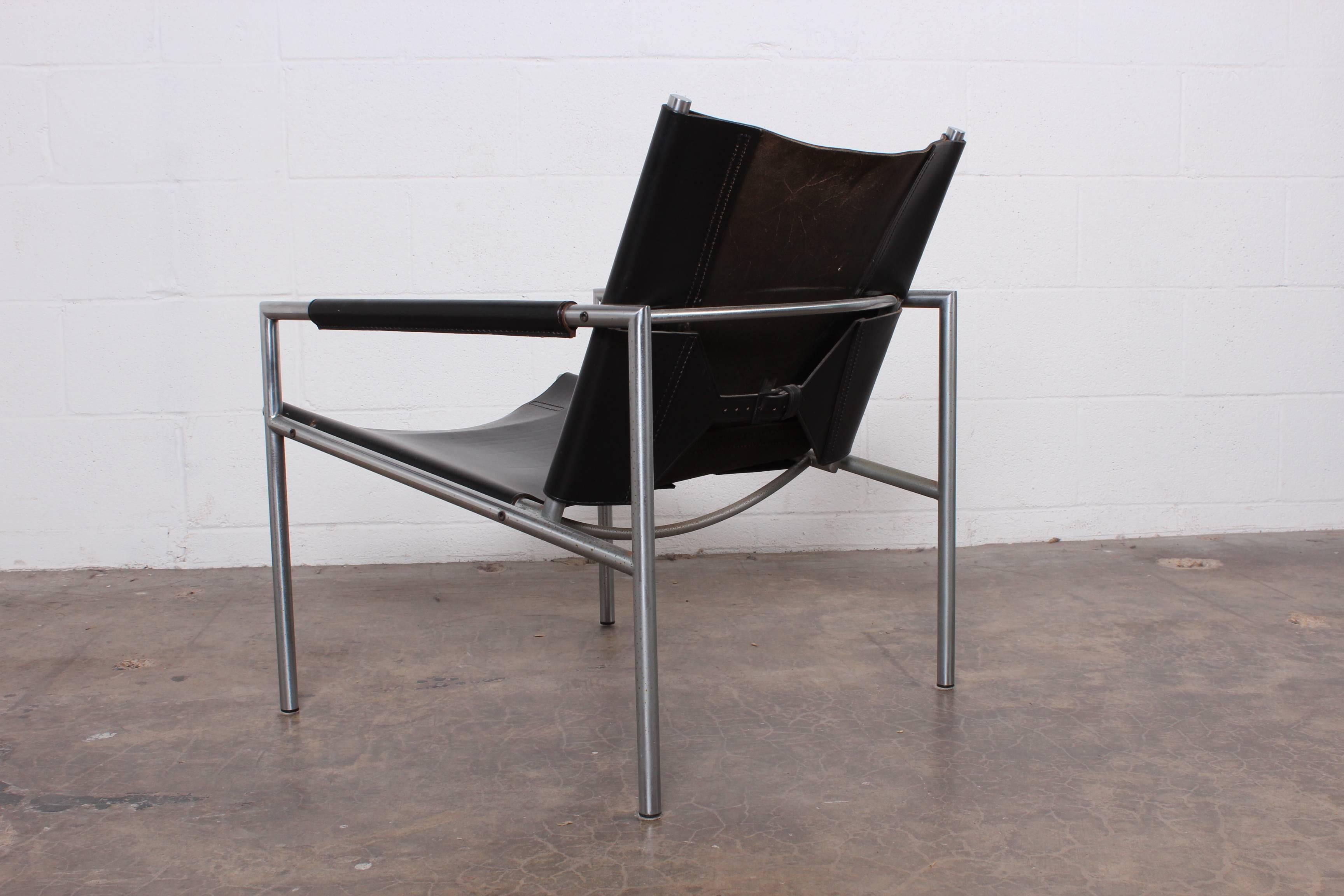 Pair of Leather Lounge Chairs by Martin Visser For Sale 5
