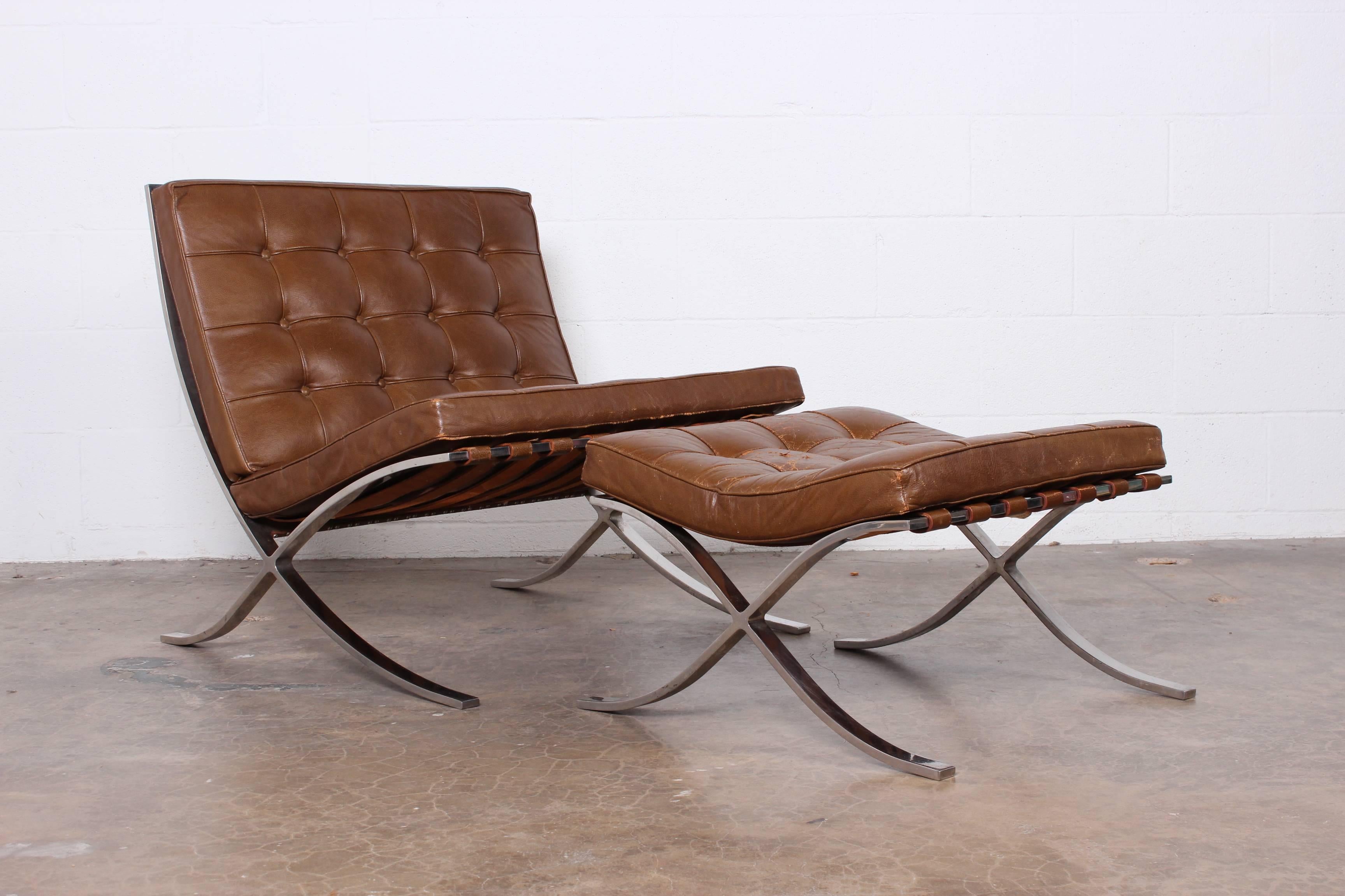 Mid-20th Century Barcelona Chair and Ottoman by Mies van der Rohe for Knoll