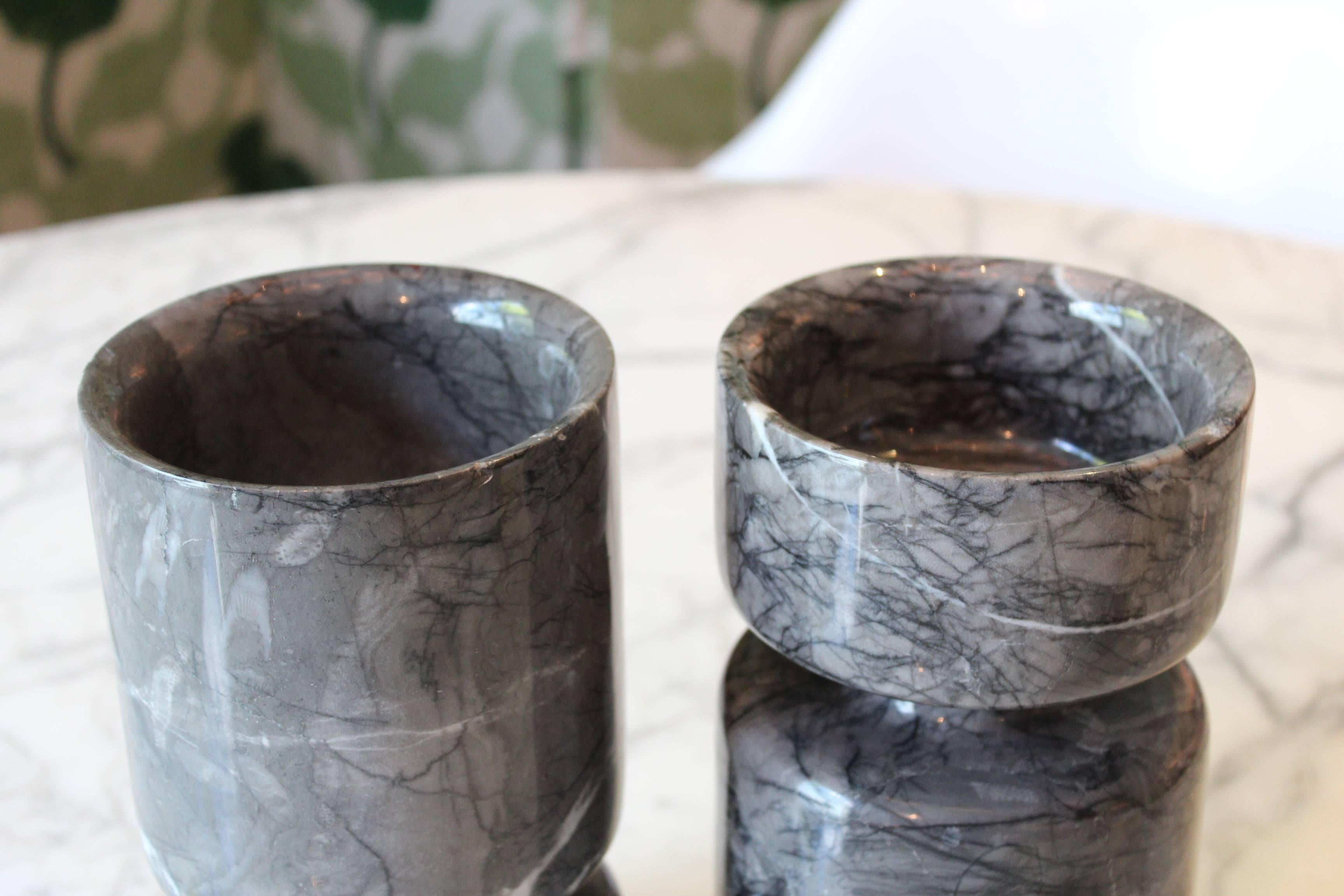 Late 20th Century Pair of Reversible Marble Vases by Angelo Mangiarotti 