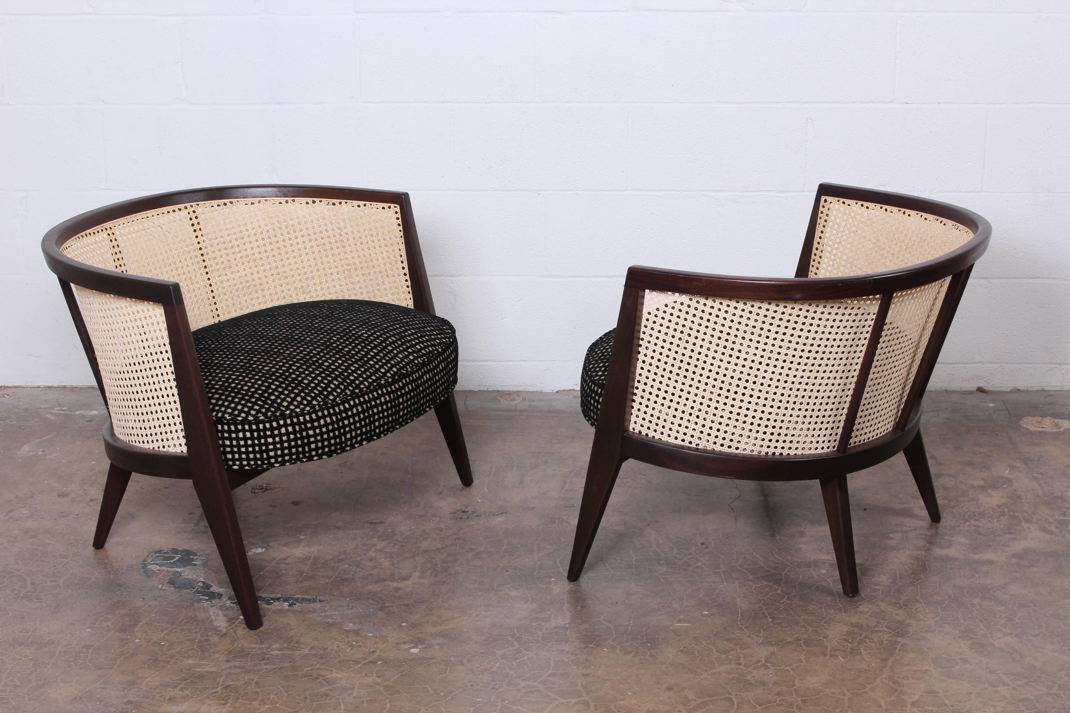 Pair of Cane Back Lounge Chairs by Harvey Probber at 1stDibs