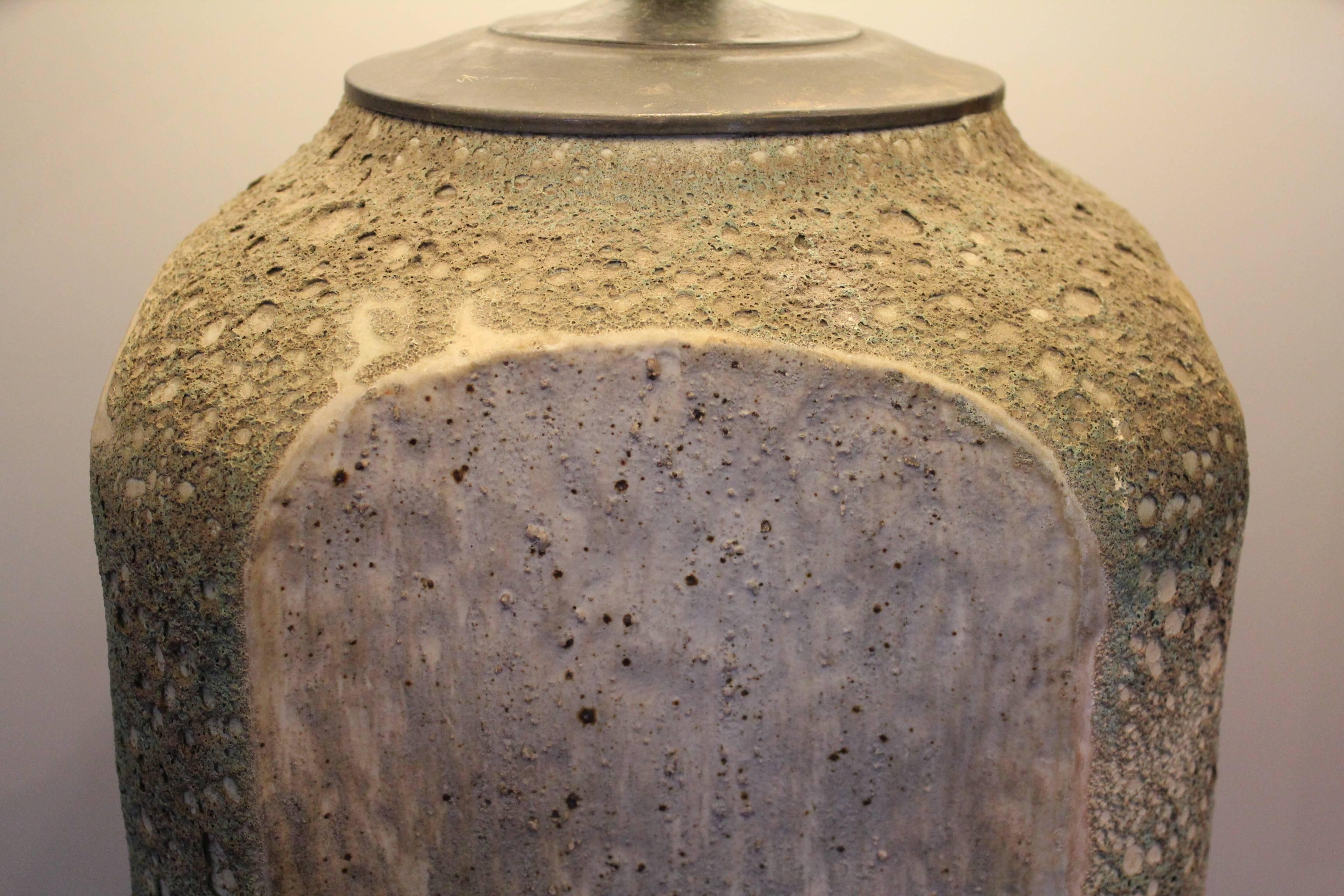 Huge Volcanic Glazed Ceramic Table Lamp 1
