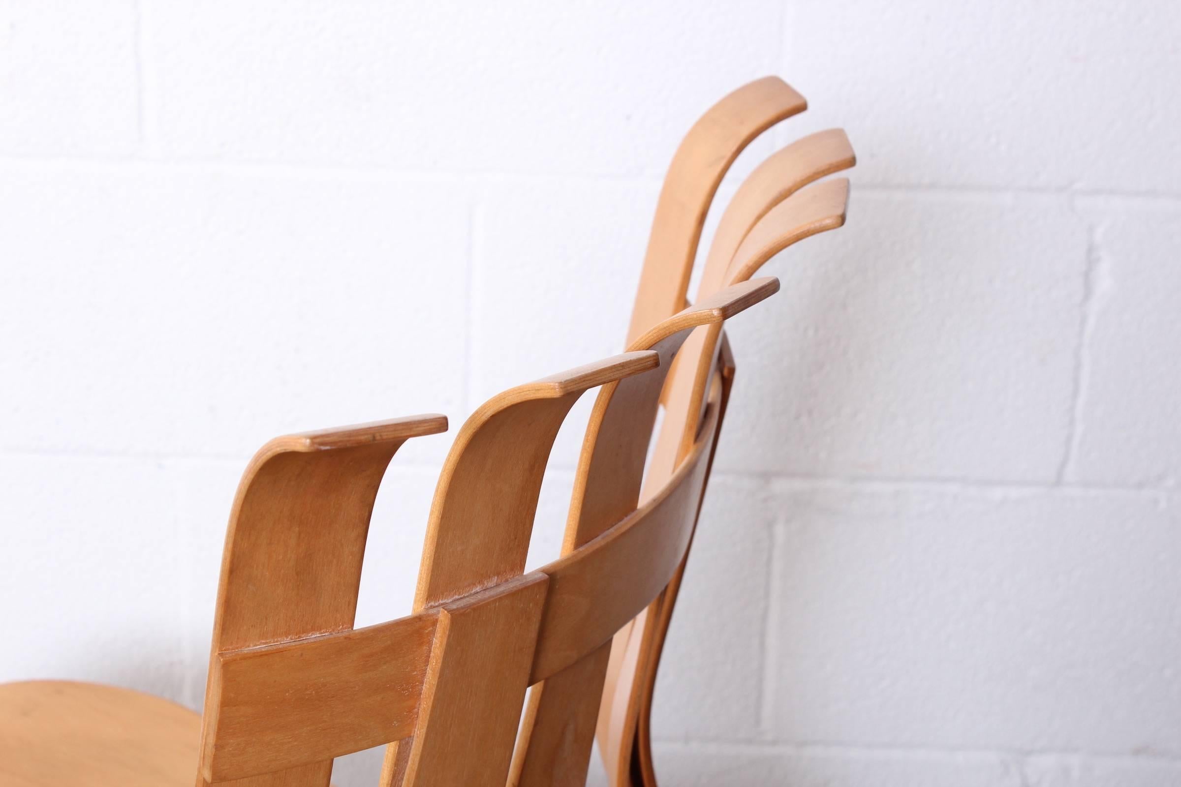 Bentwood cross check chair designed by Frank Gehry for Knoll. Four available.