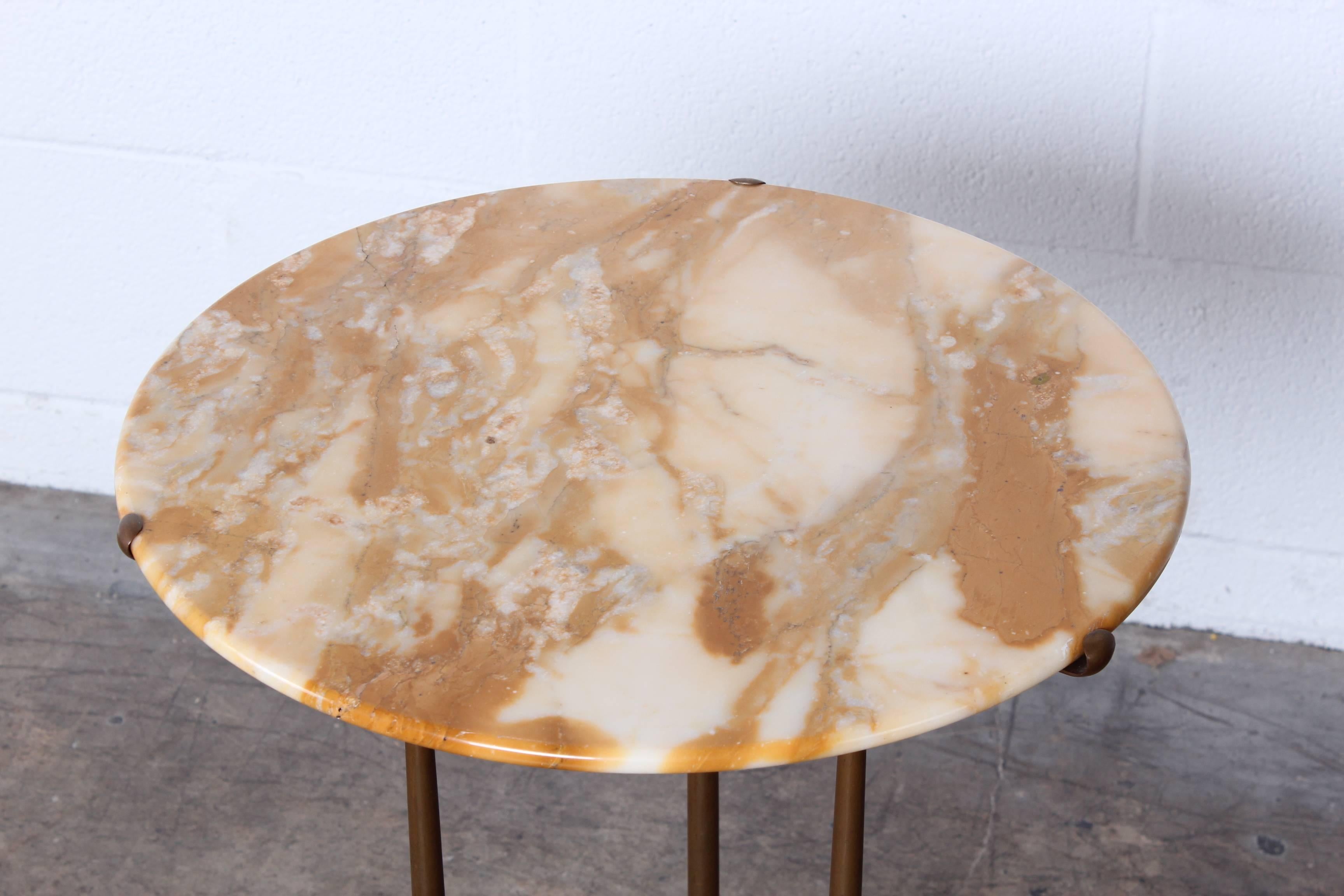 Late 20th Century Bronze and Marble Side Table by Cedric Hartman