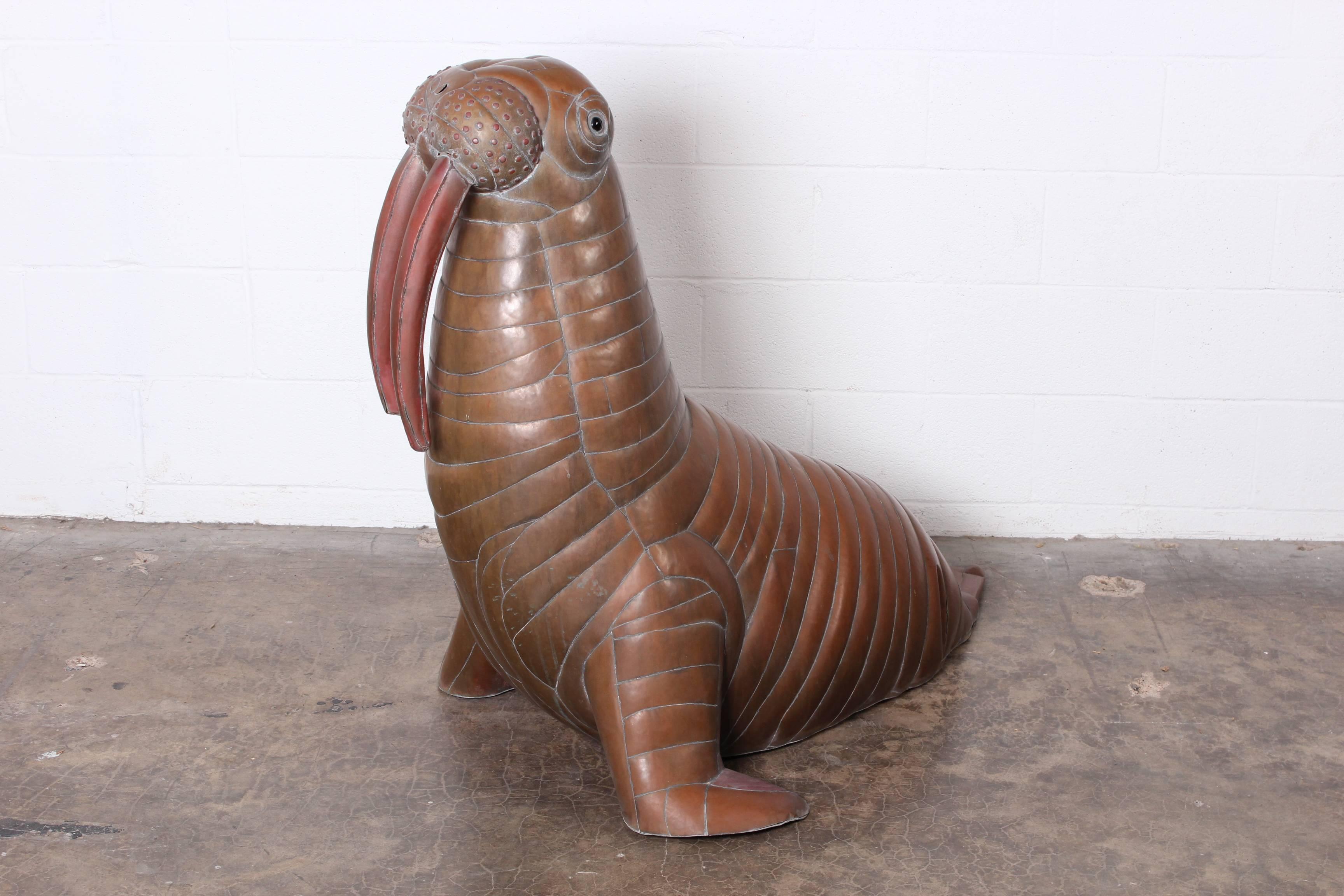 Late 20th Century Lifesize Walrus Sculpture by Sergio Bustamante