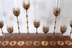 Set of Ten Brass Candlesticks by Bjorn Winblad
