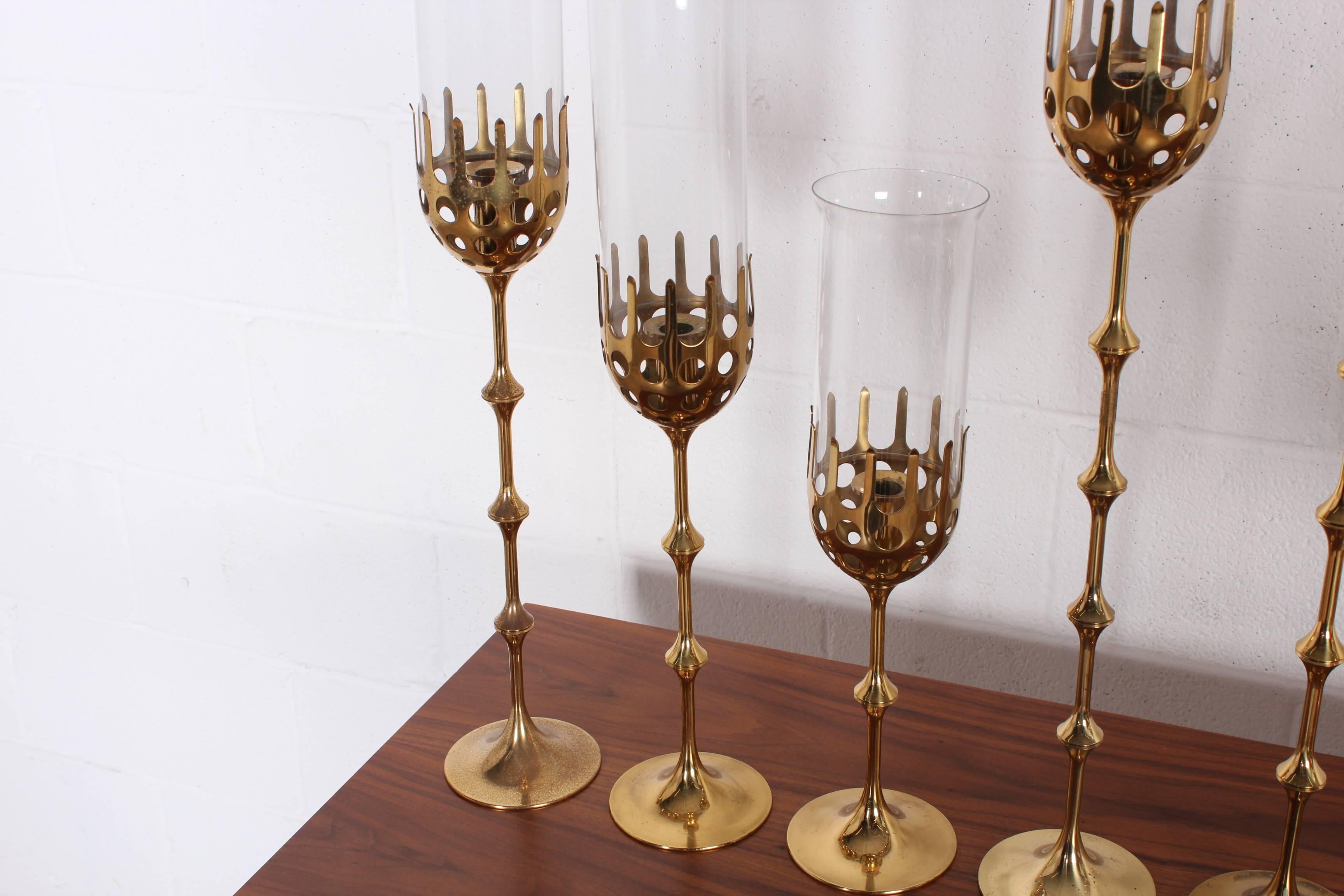 Late 20th Century Set of Ten Brass Candlesticks by Bjorn Winblad