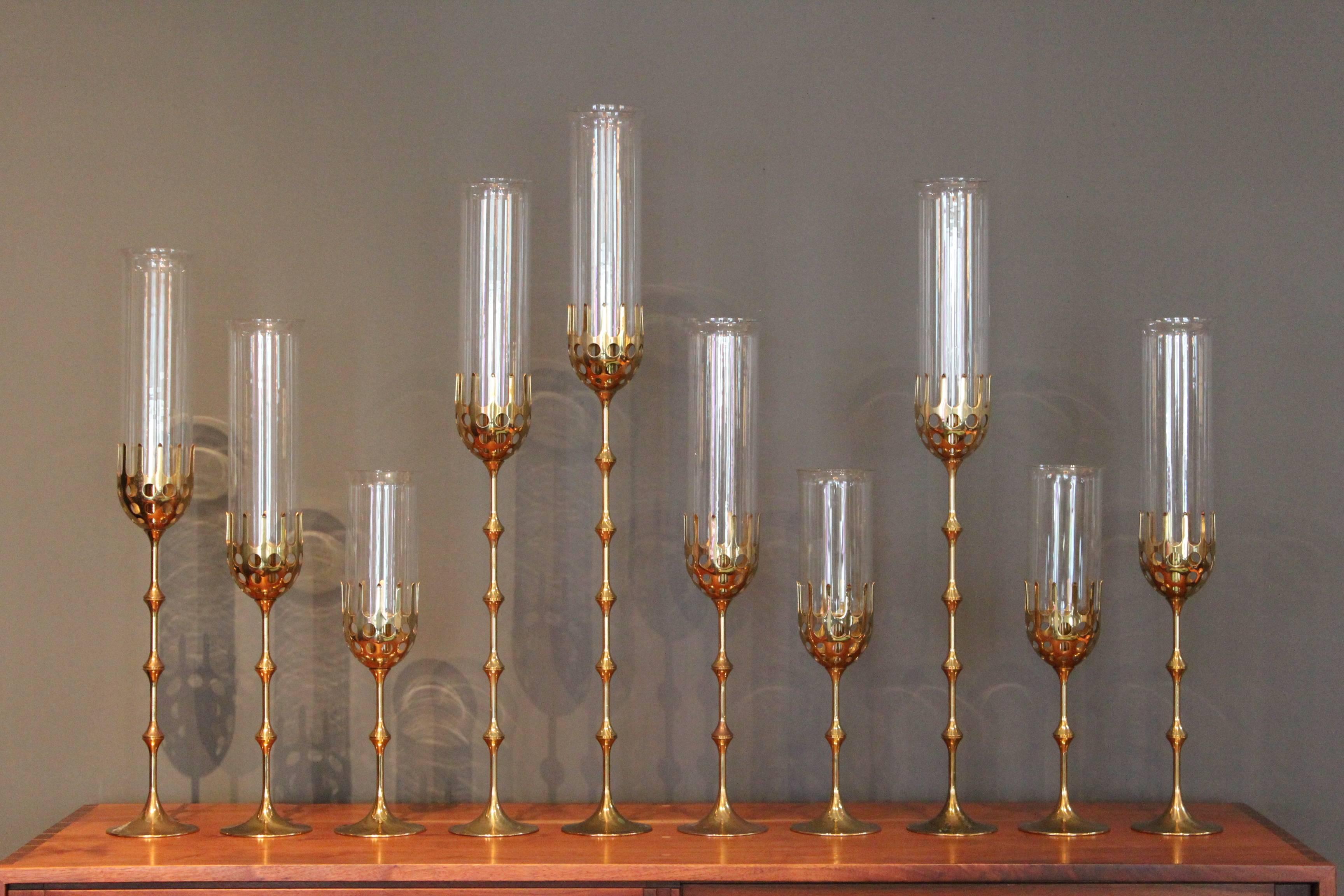 Set of Ten Brass Candlesticks by Bjorn Winblad 1