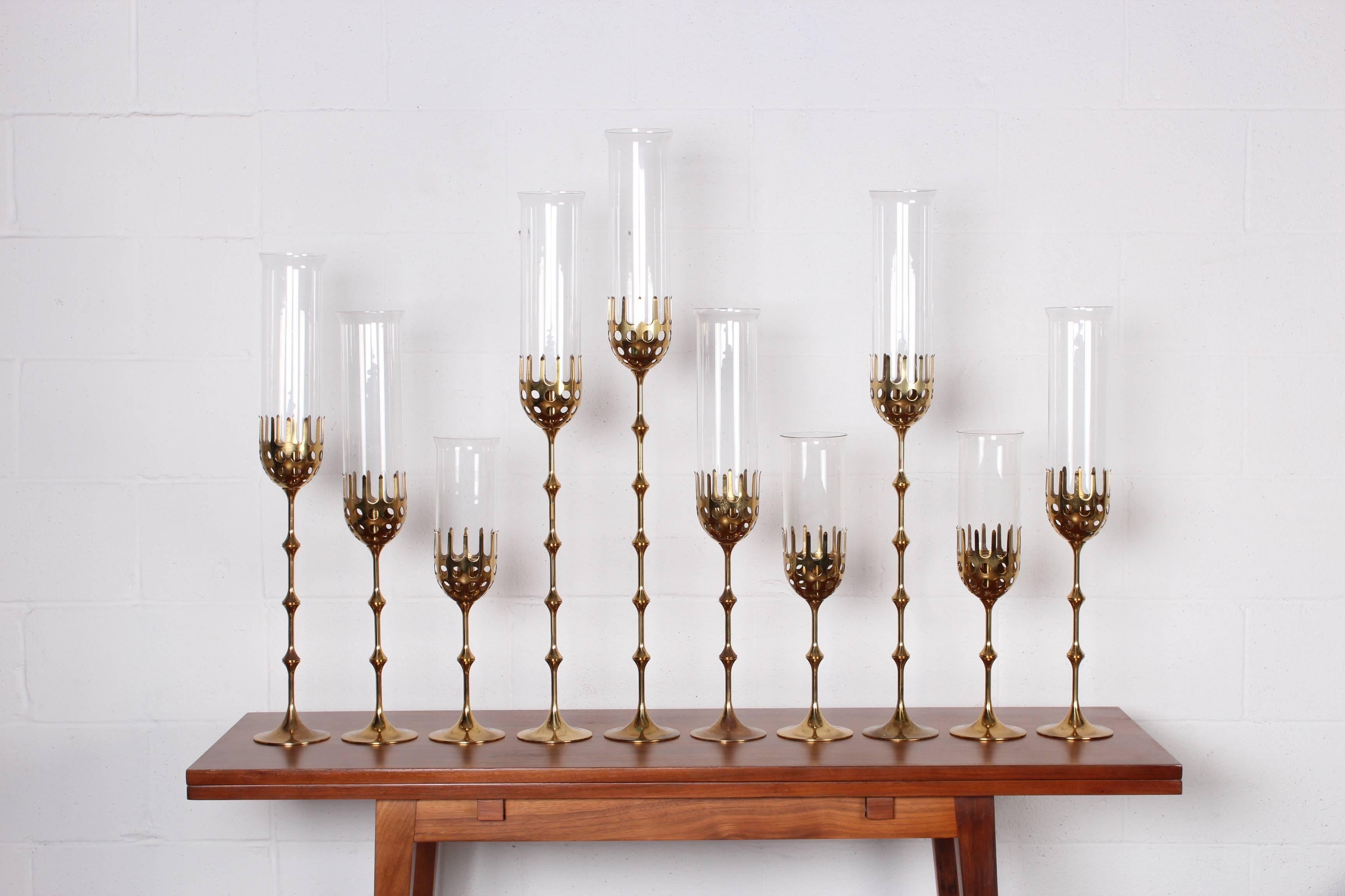 Set of Ten Brass Candlesticks by Bjorn Winblad 3