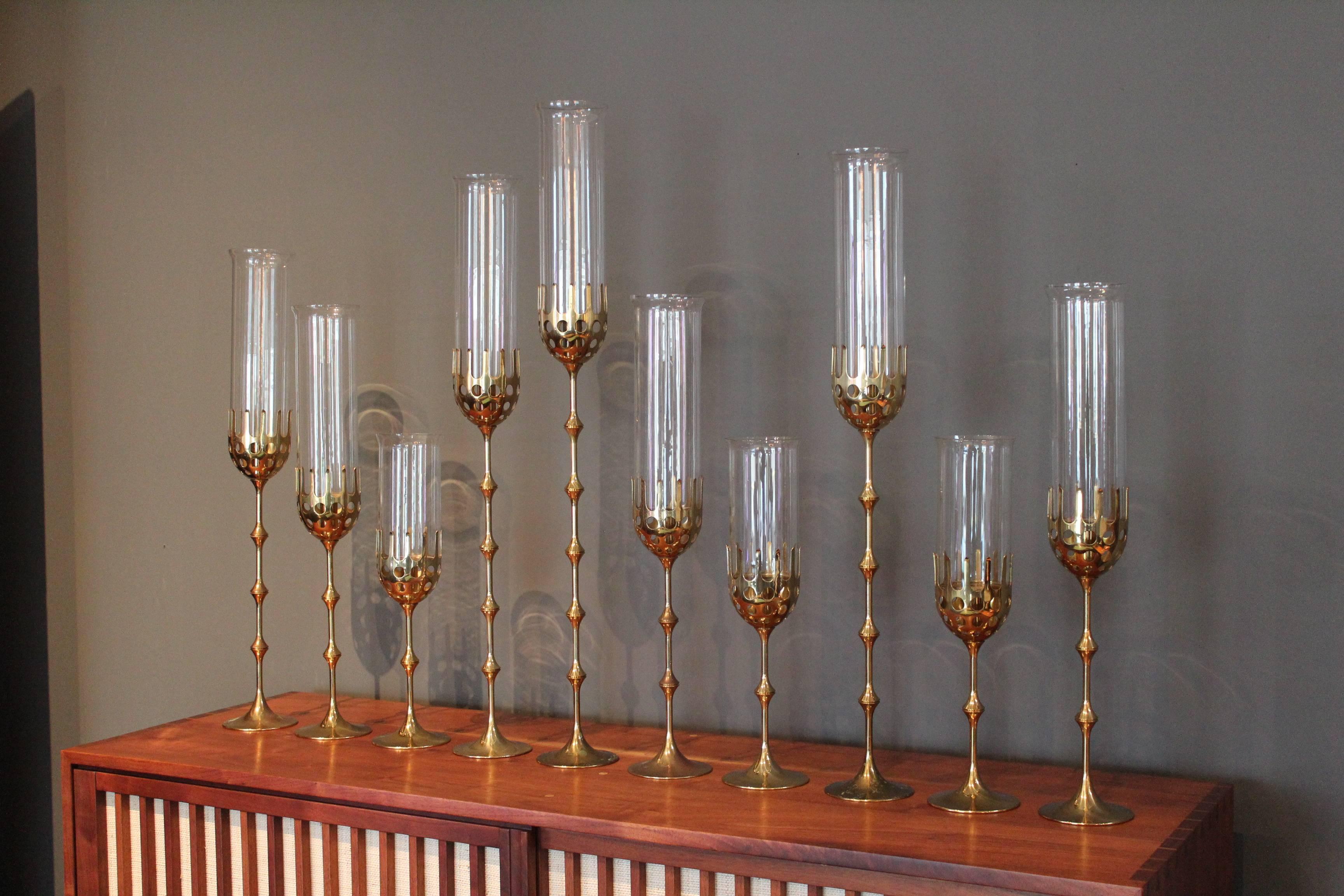 Set of Ten Brass Candlesticks by Bjorn Winblad 5