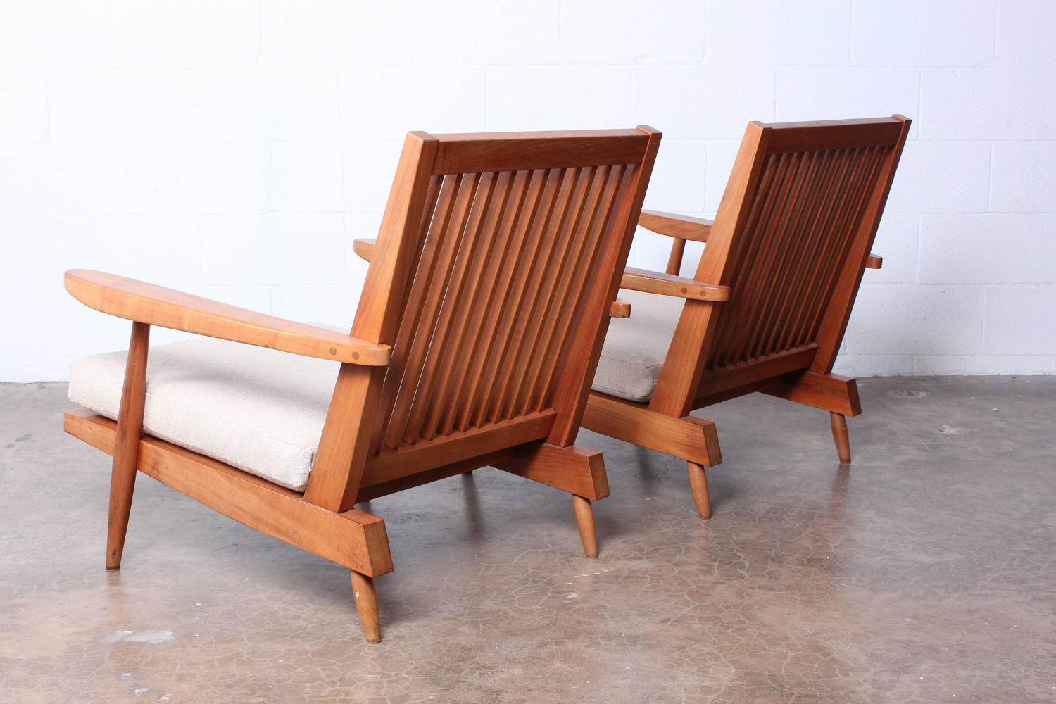 Pair of Spindle Back Lounge Chair by Nakashima For Sale at 1stdibs