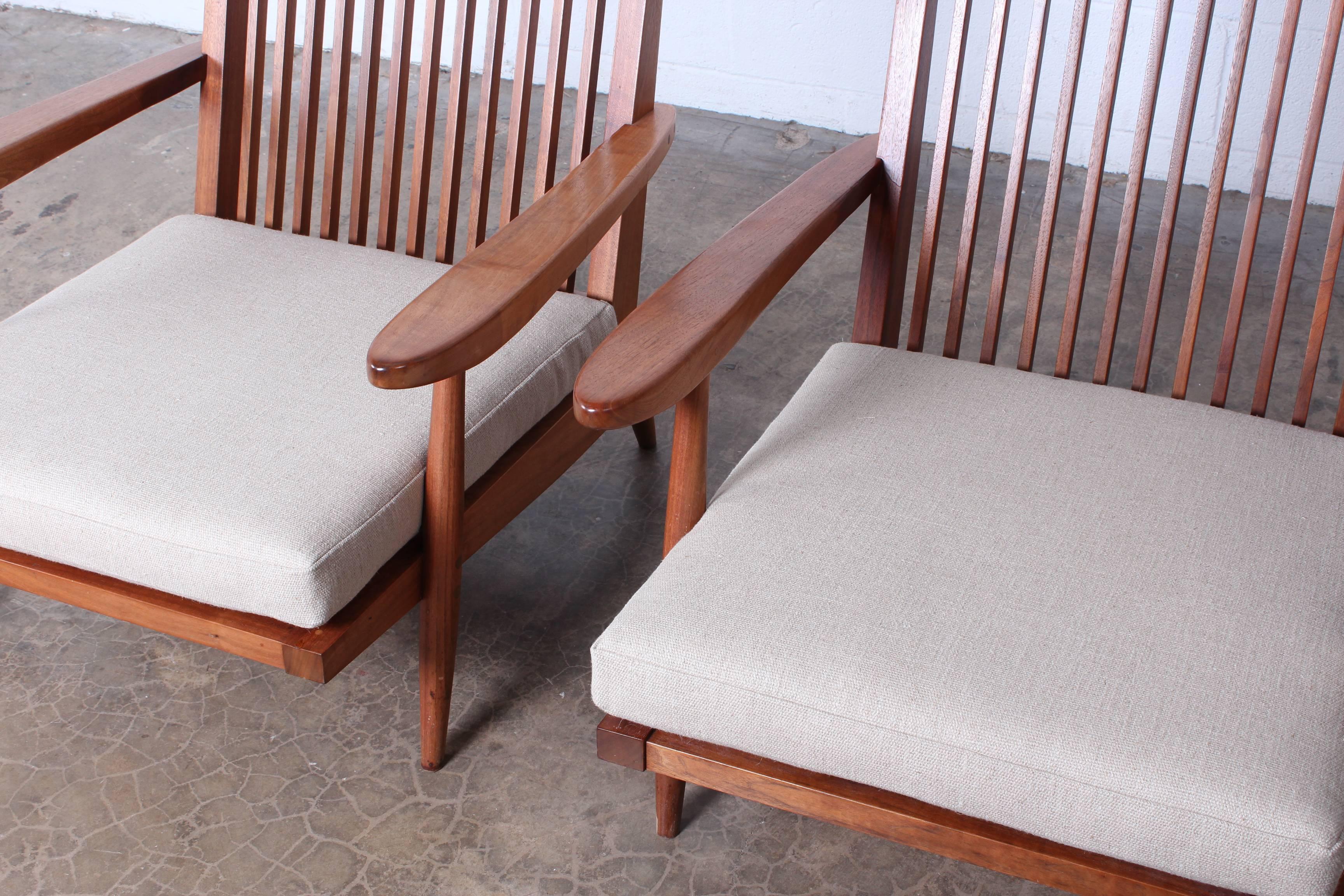 Pair of Spindle Back Lounge Chair by George Nakashima 4
