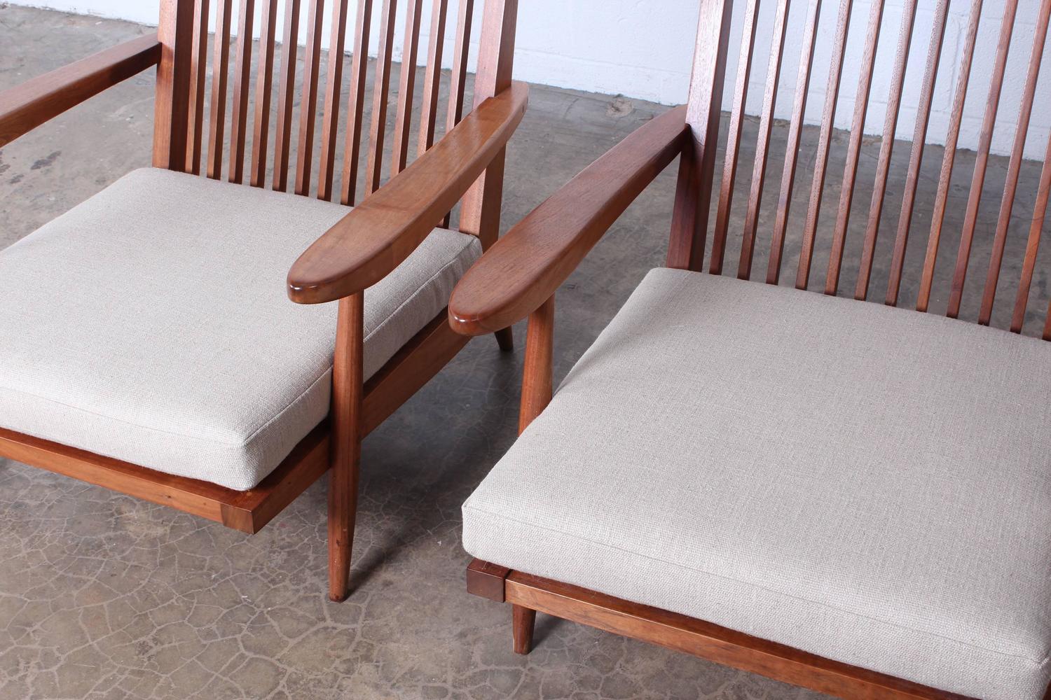Pair of Spindle Back Lounge Chair by Nakashima For Sale at 1stdibs