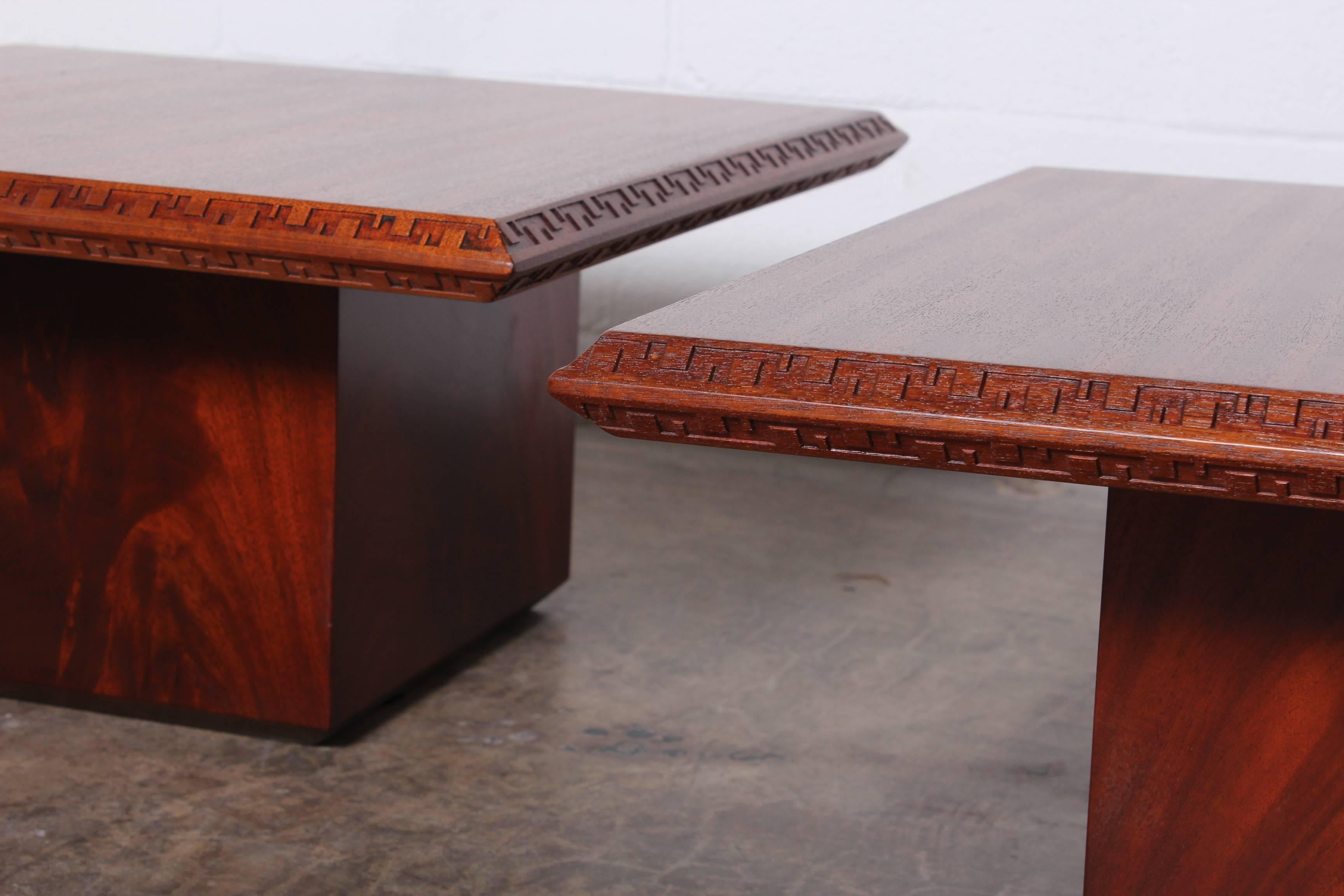 Pair of Frank Lloyd Wright Tables for Heritage Henredon In Excellent Condition In Dallas, TX