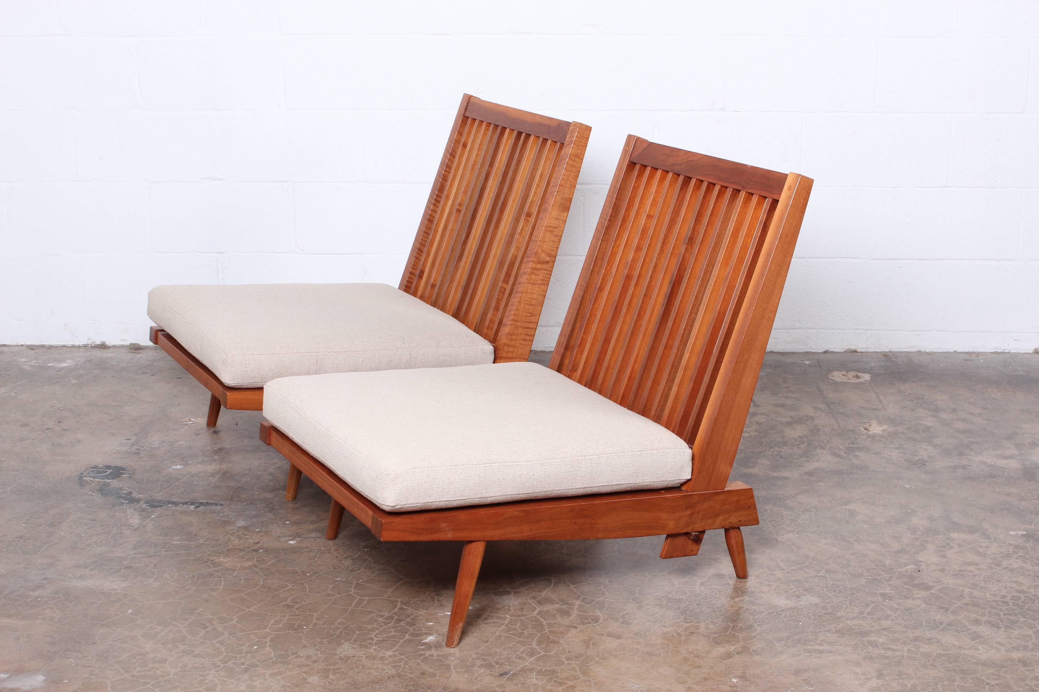 Mid-20th Century Pair of Spindle Back Lounge Chairs by George Nakashima