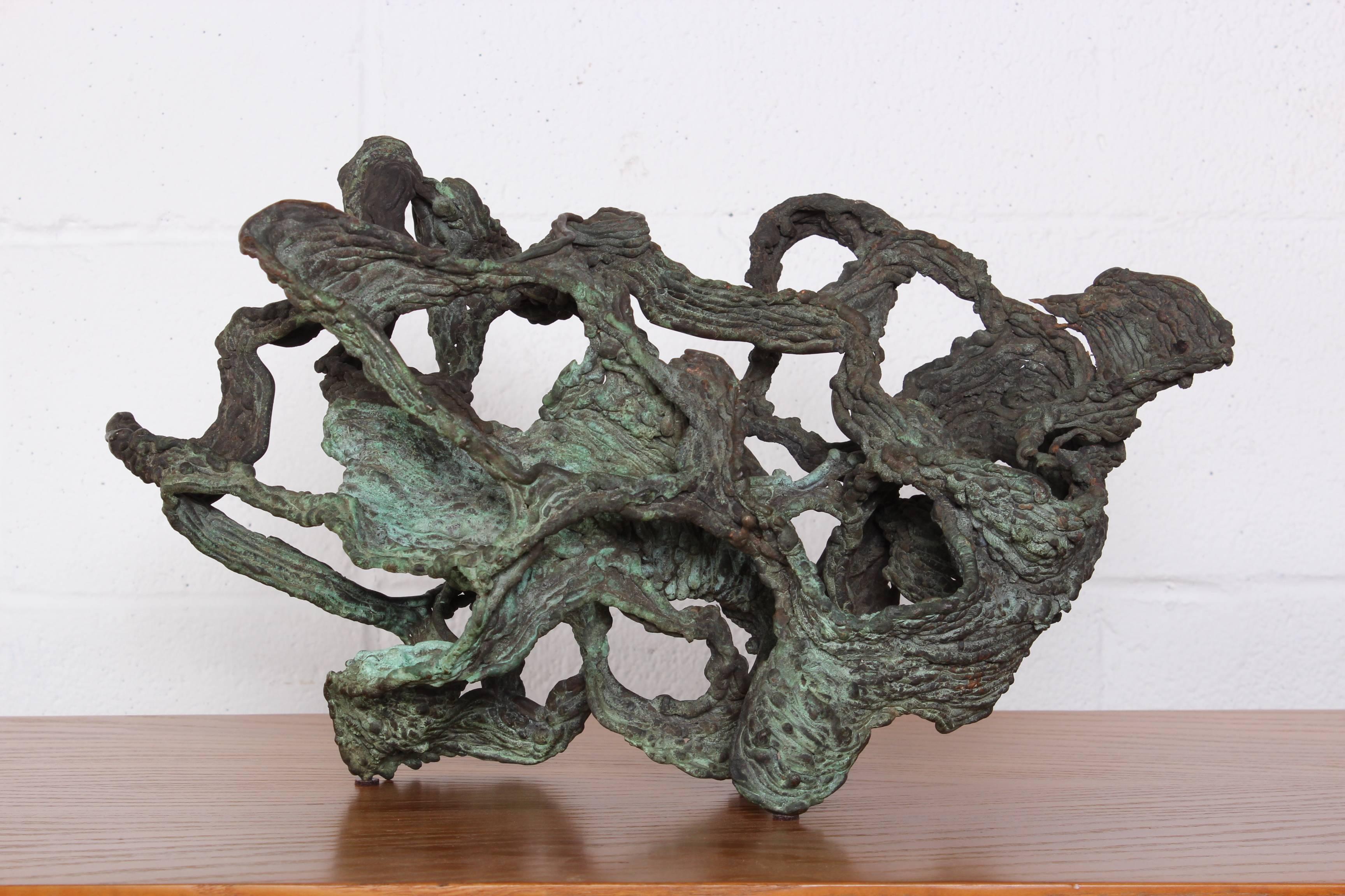 Harry Bertoia Welded Form Bronze Sculpture In Good Condition In Dallas, TX