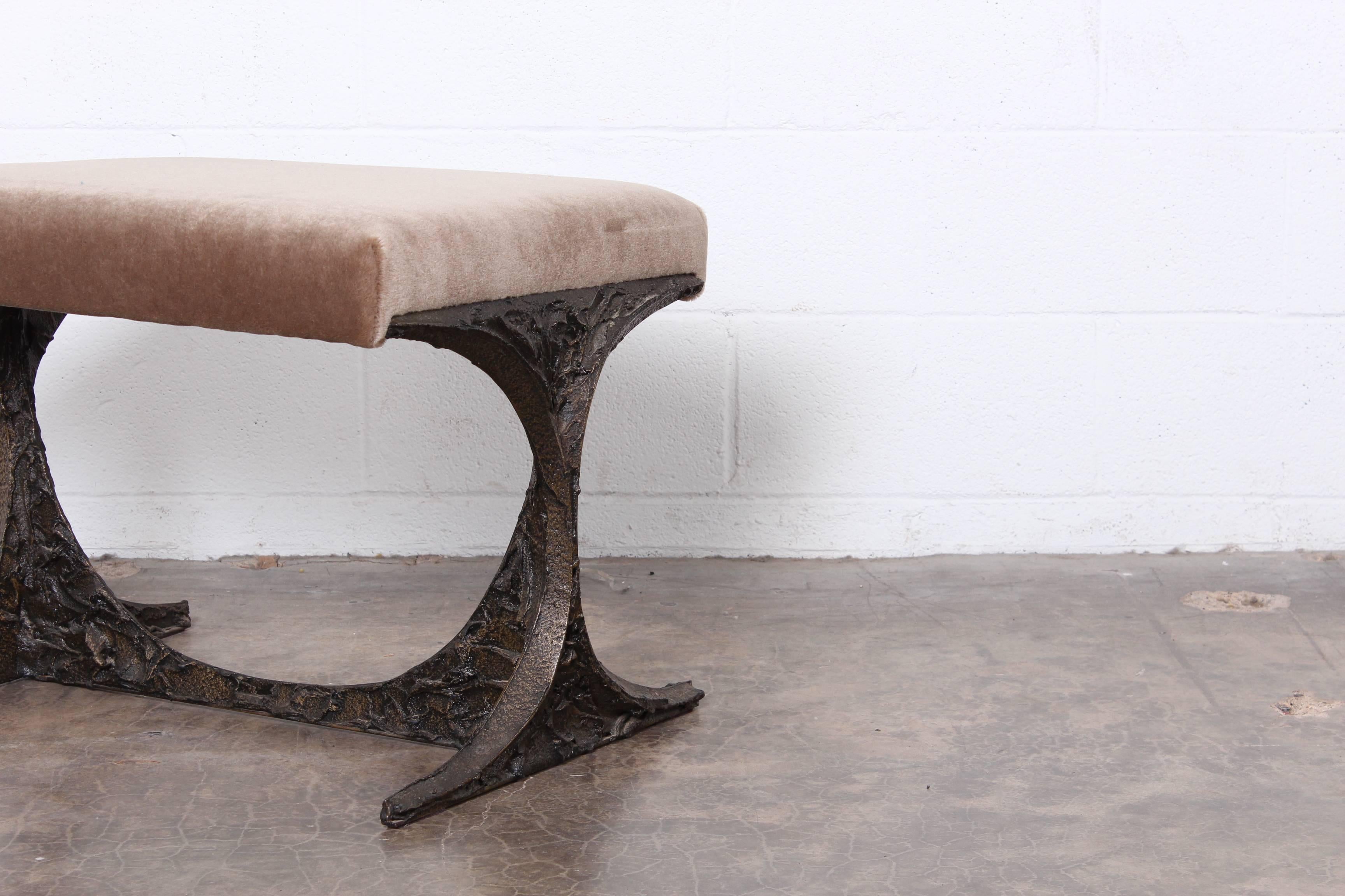 Mid-20th Century Sculpted Bronze Bench by Paul Evans