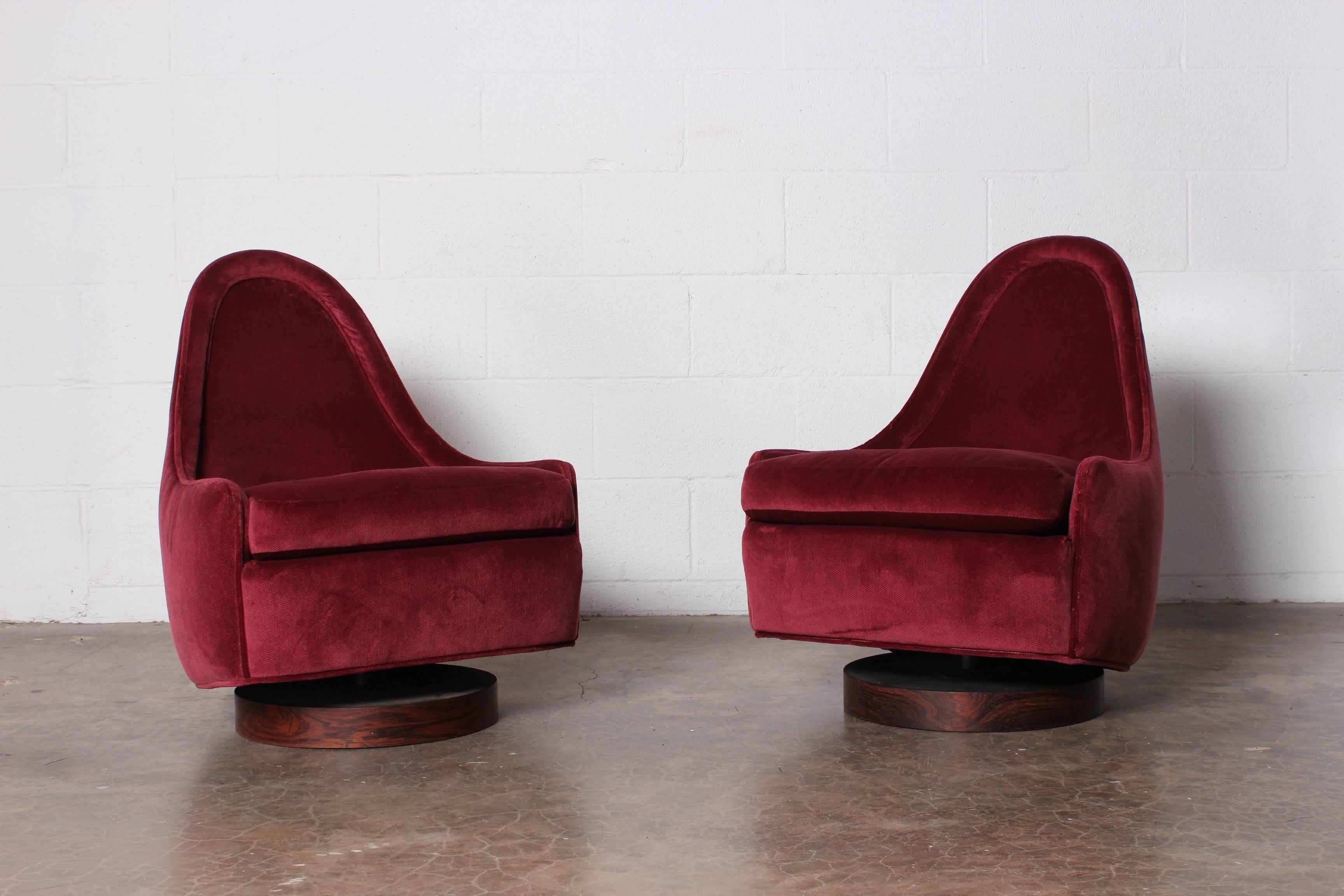 Pair of Petite Rocking Swivel Chairs by Milo Baughman 2