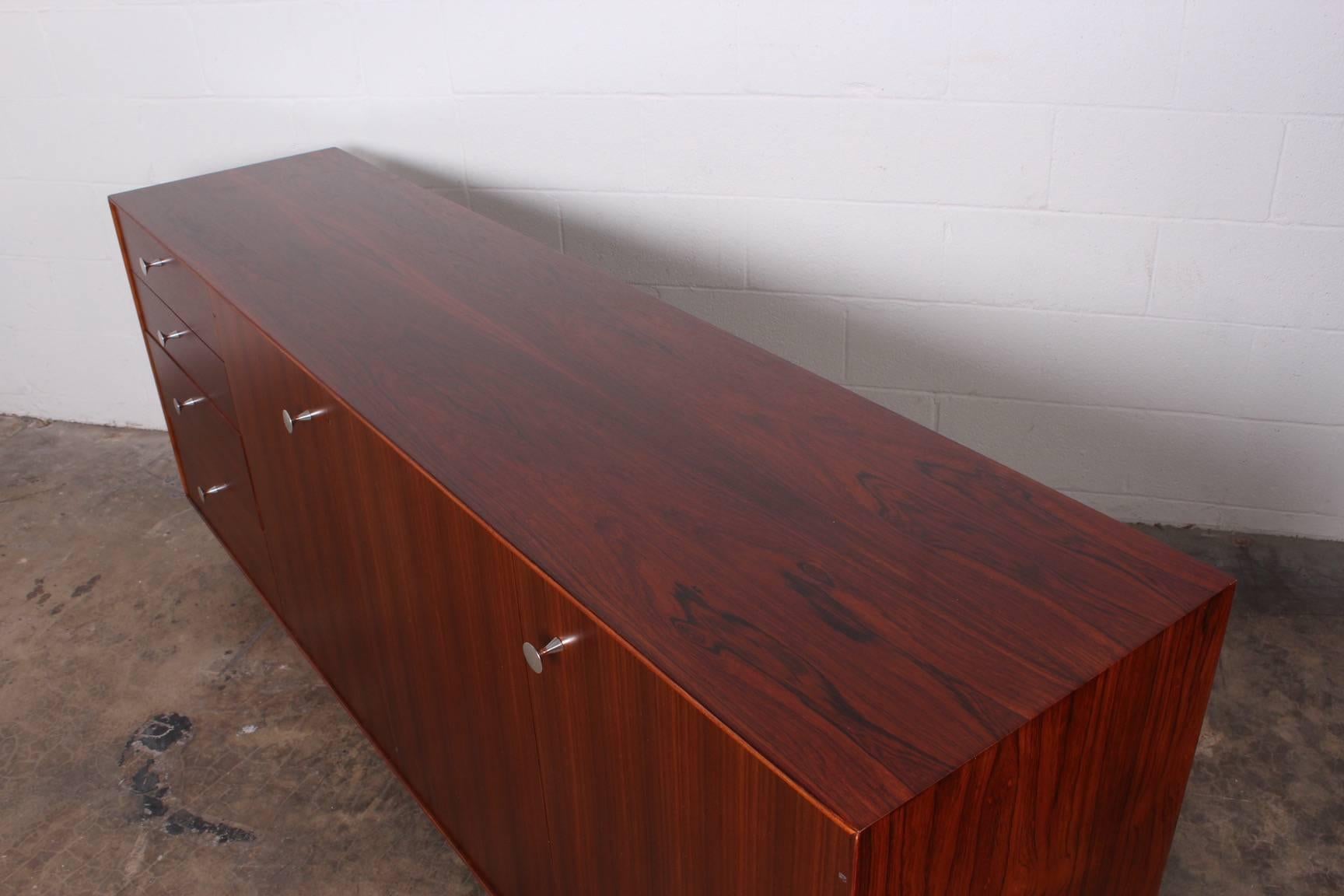 Rosewood and Walnut Thin Edge Cabinet by George Nelson for Herman Miller In Excellent Condition In Dallas, TX