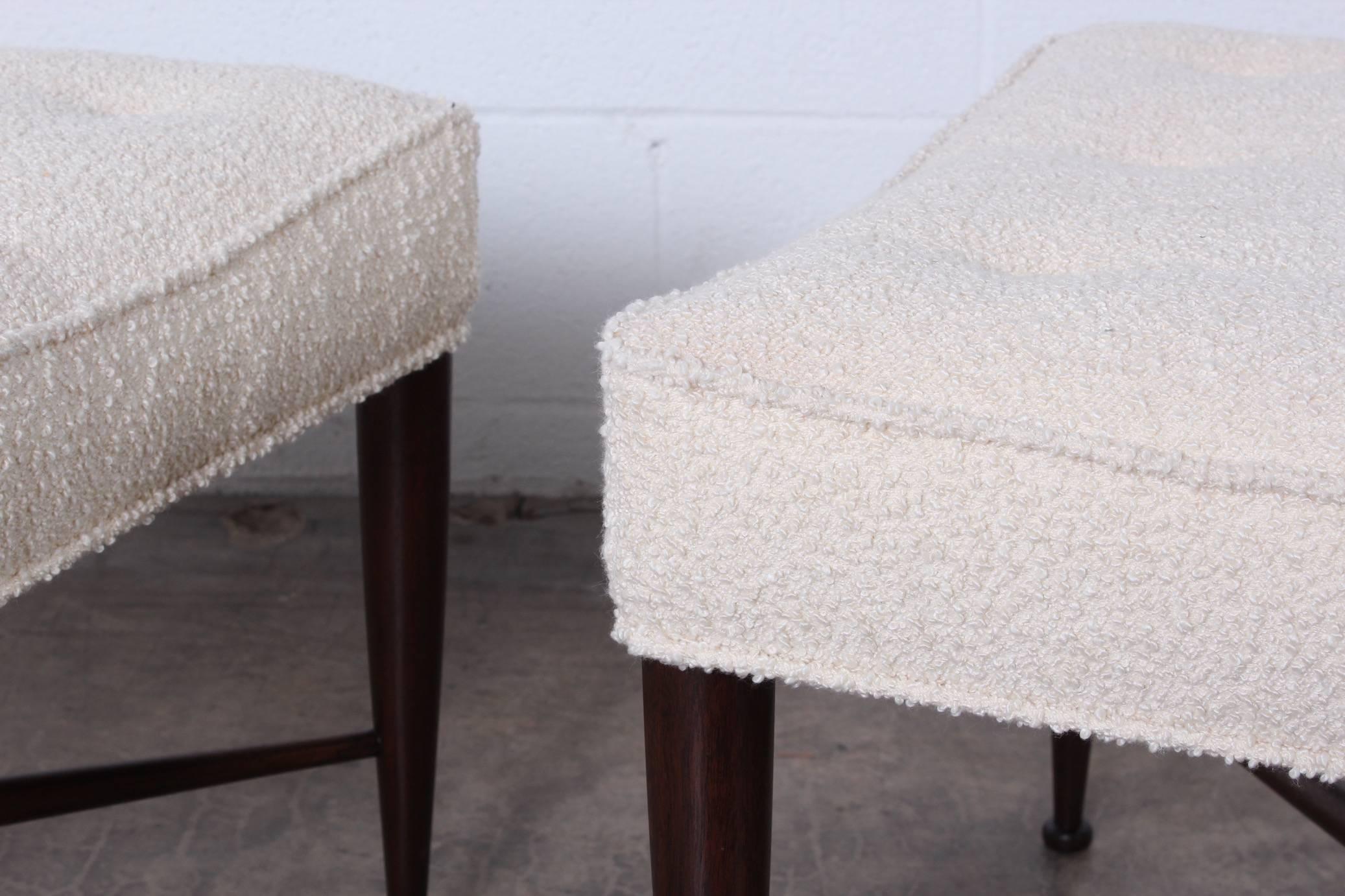 Pair of Thebes Stools by Edward Wormley for Dunbar In Excellent Condition In Dallas, TX