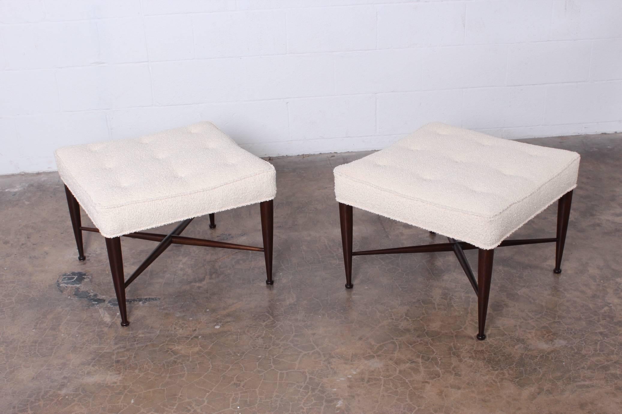 Mid-20th Century Pair of Thebes Stools by Edward Wormley for Dunbar