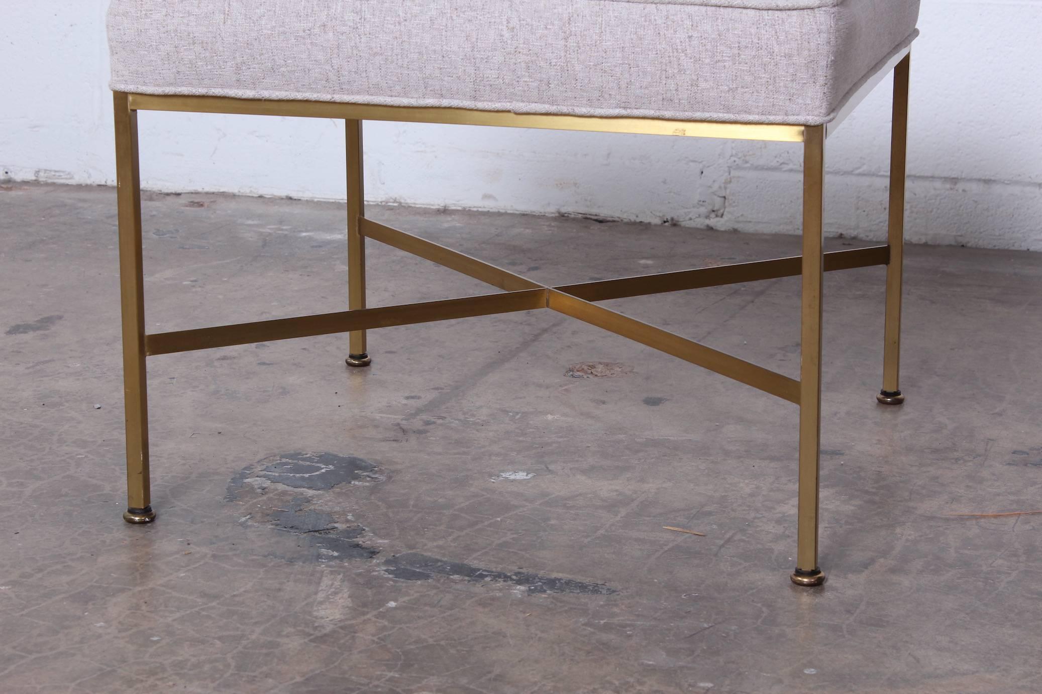 Pair of Brass X-Base Stools by Paul McCobb 1