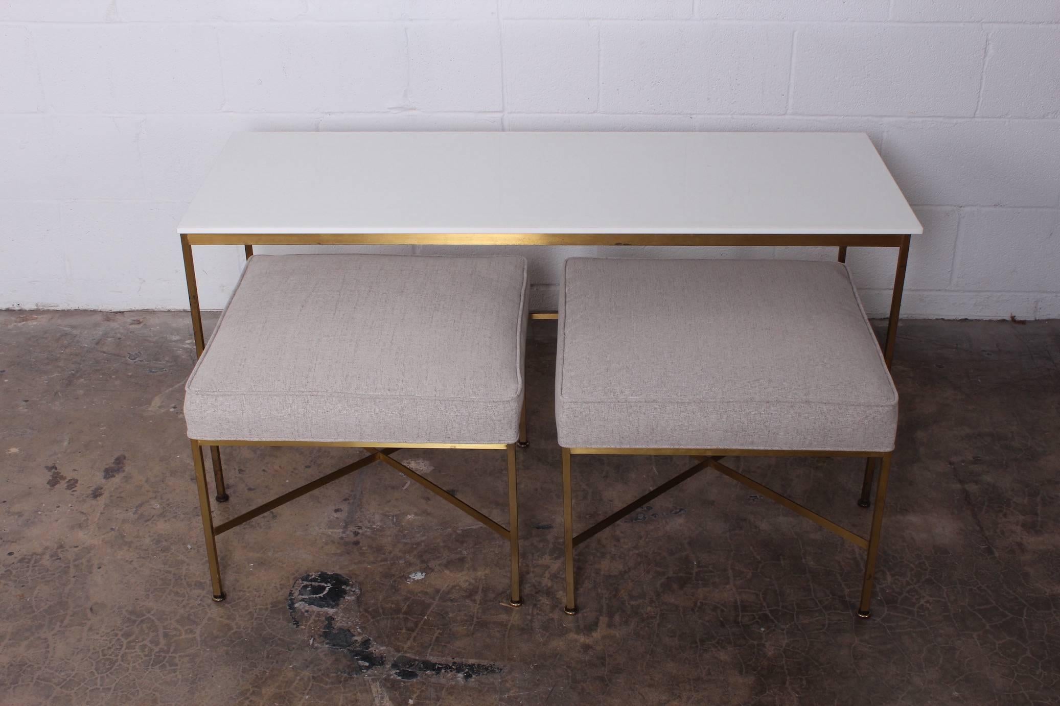Pair of Brass X-Base Stools by Paul McCobb 4