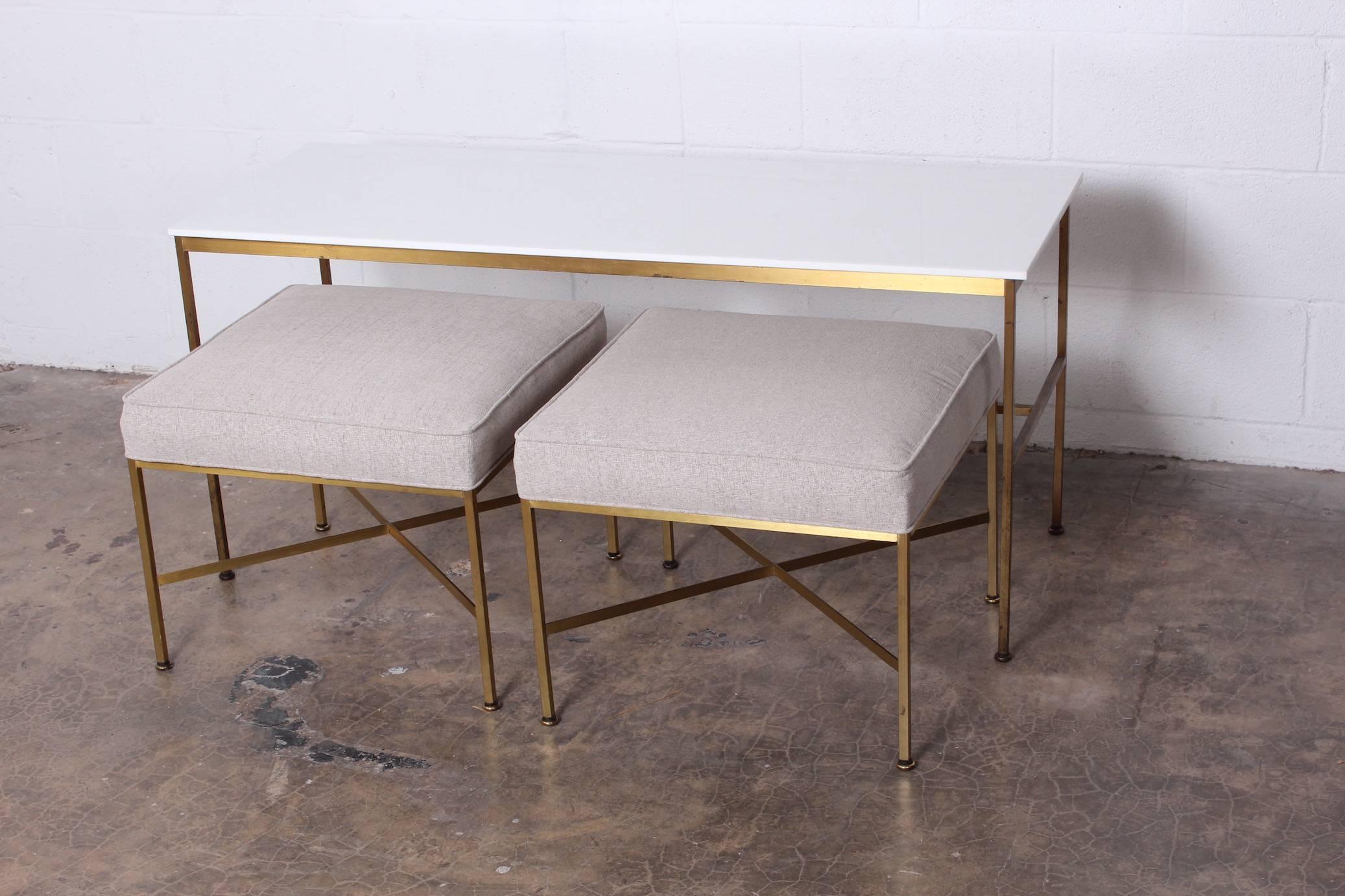 Pair of Brass X-Base Stools by Paul McCobb 5