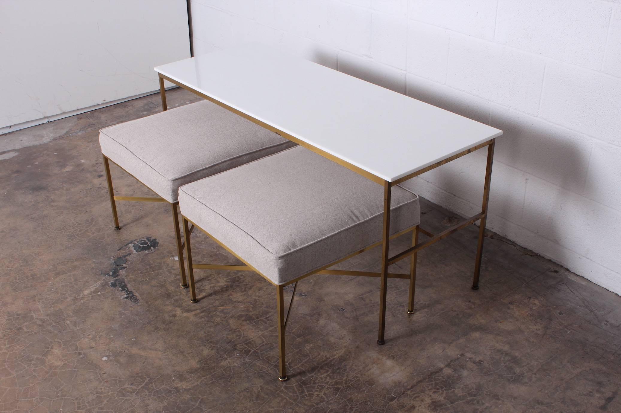 Pair of Brass X-Base Stools by Paul McCobb 6