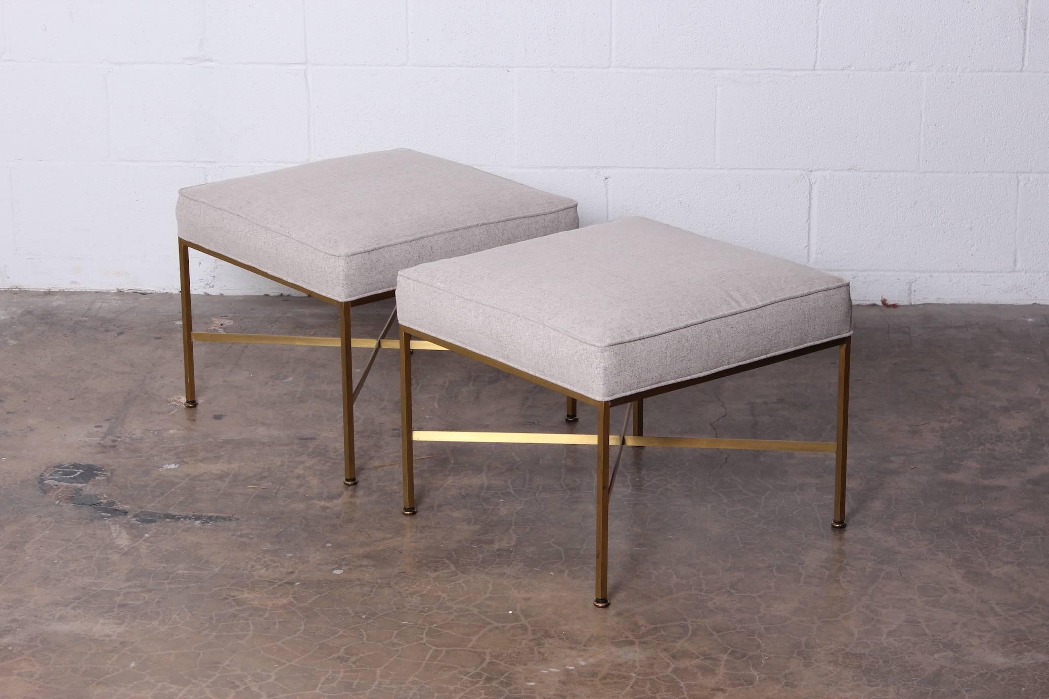 Pair of Brass X-Base Stools by Paul McCobb 3