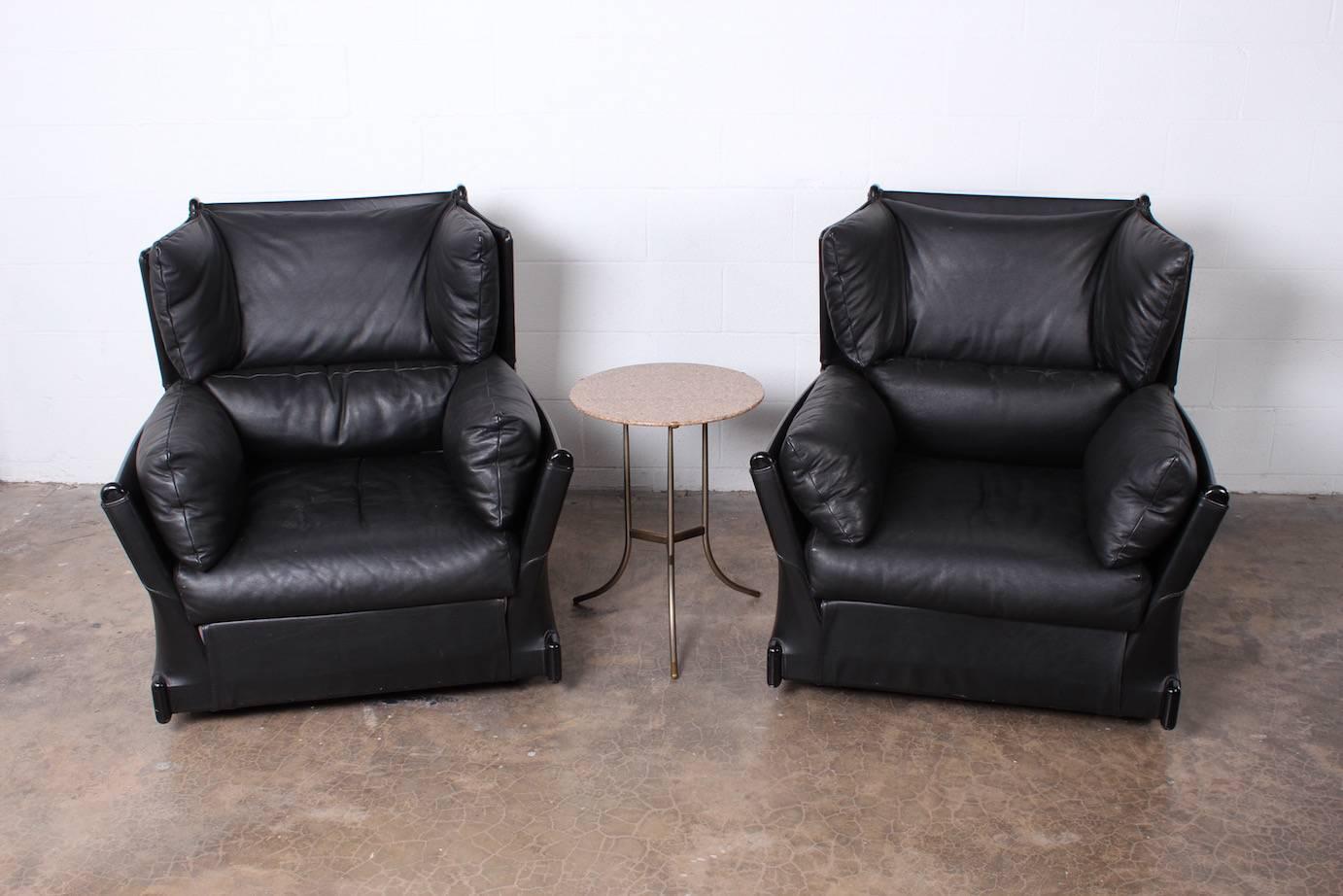 Pair of Rare Leather Armchairs by Piero De Martini for Cassina 6