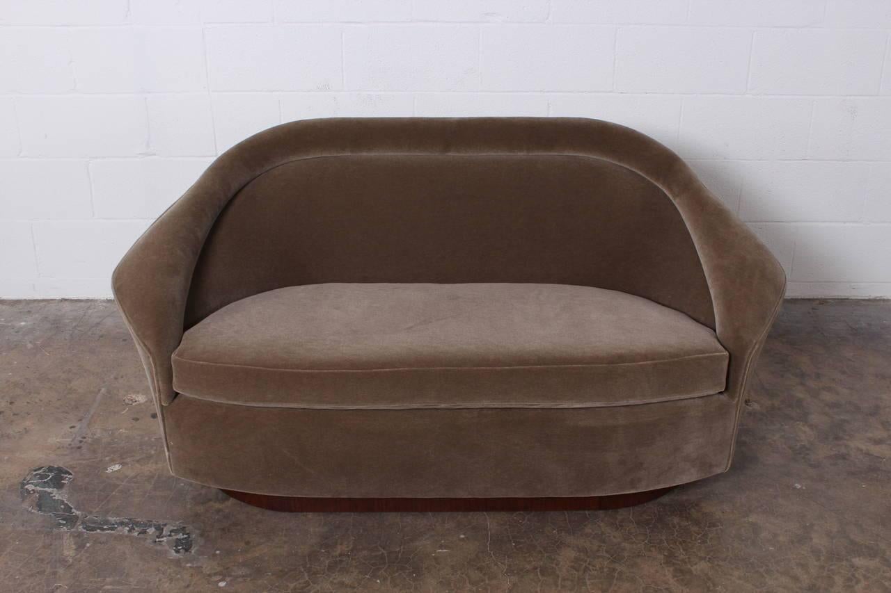 Mid-20th Century Settee by Adrian Pearsall in Mohair