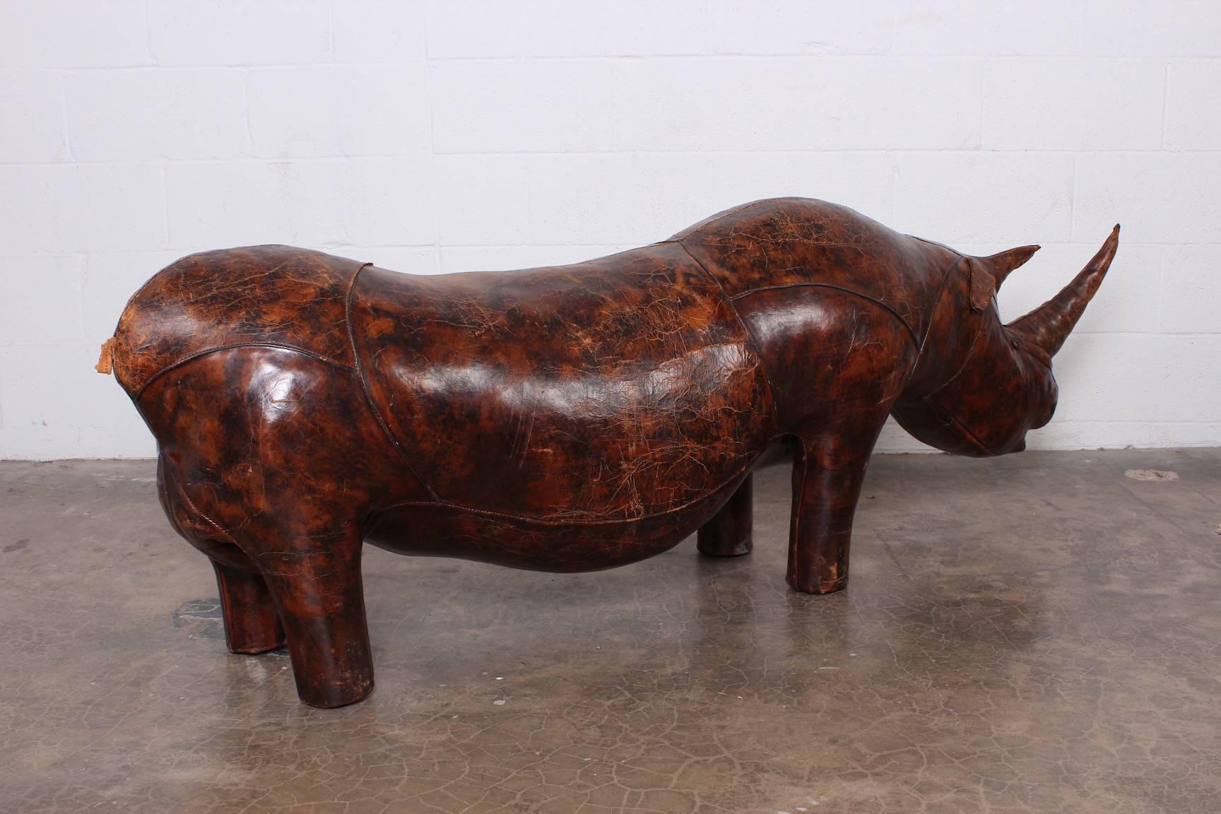 Large Leather Rhino Bench by Dimitri Omersa for Abercrombie & Fitch 1