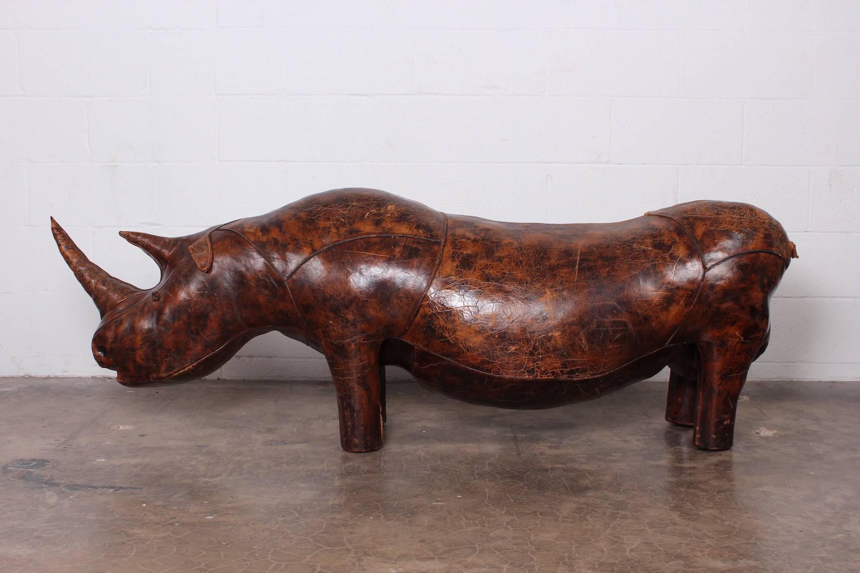 Large Leather Rhino Bench by Dimitri Omersa for Abercrombie & Fitch 3