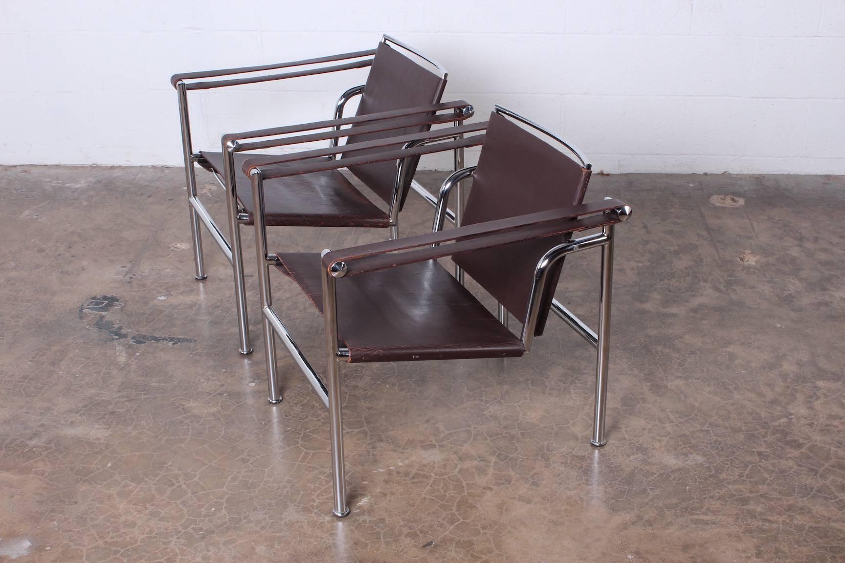 Pair of LC-1 Chairs by Le Corbusier In Good Condition In Dallas, TX