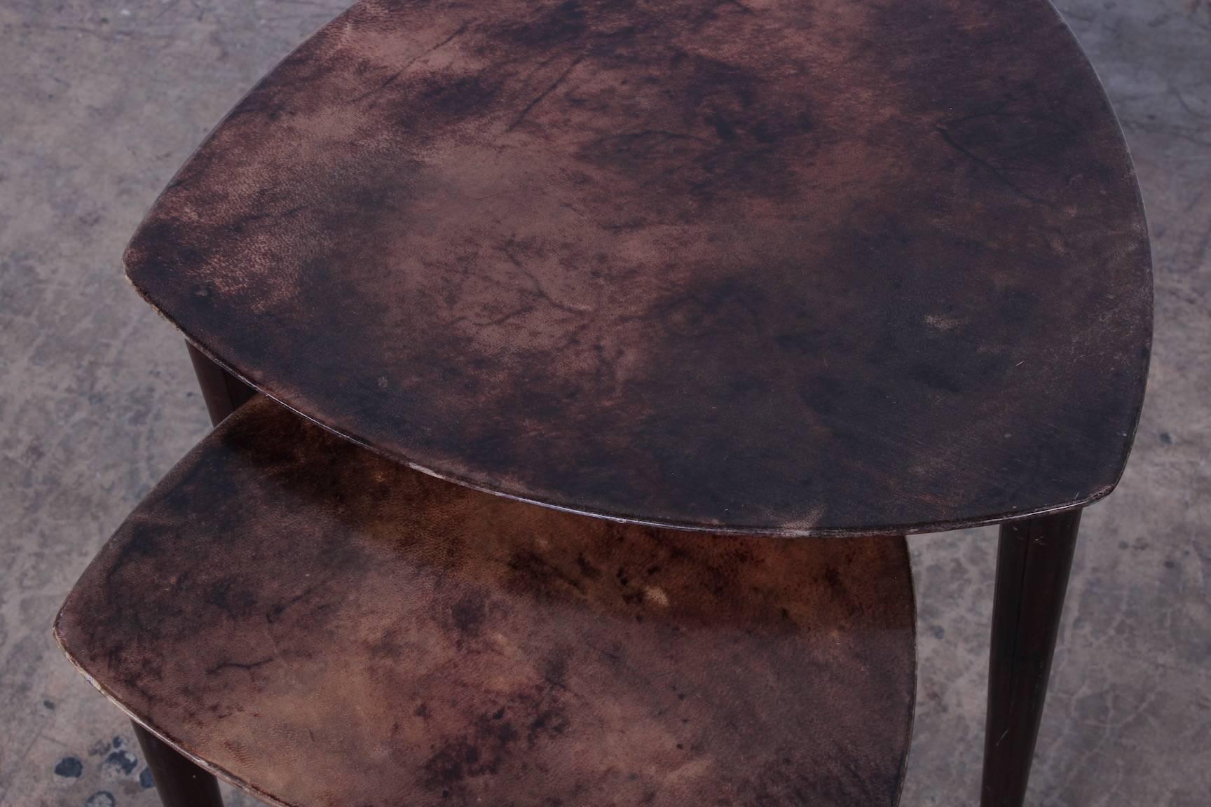 Pair of Goatskin Nesting Tables by Aldo Tura 2