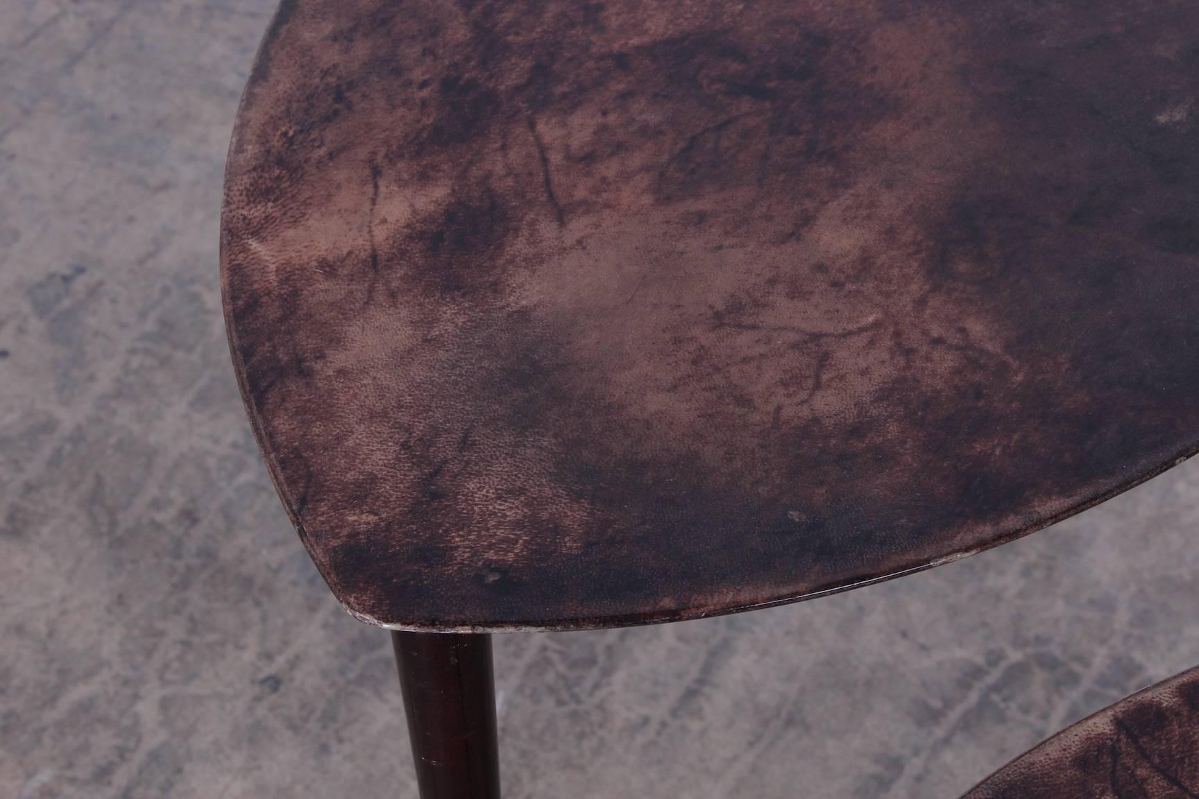 Pair of Goatskin Nesting Tables by Aldo Tura 5